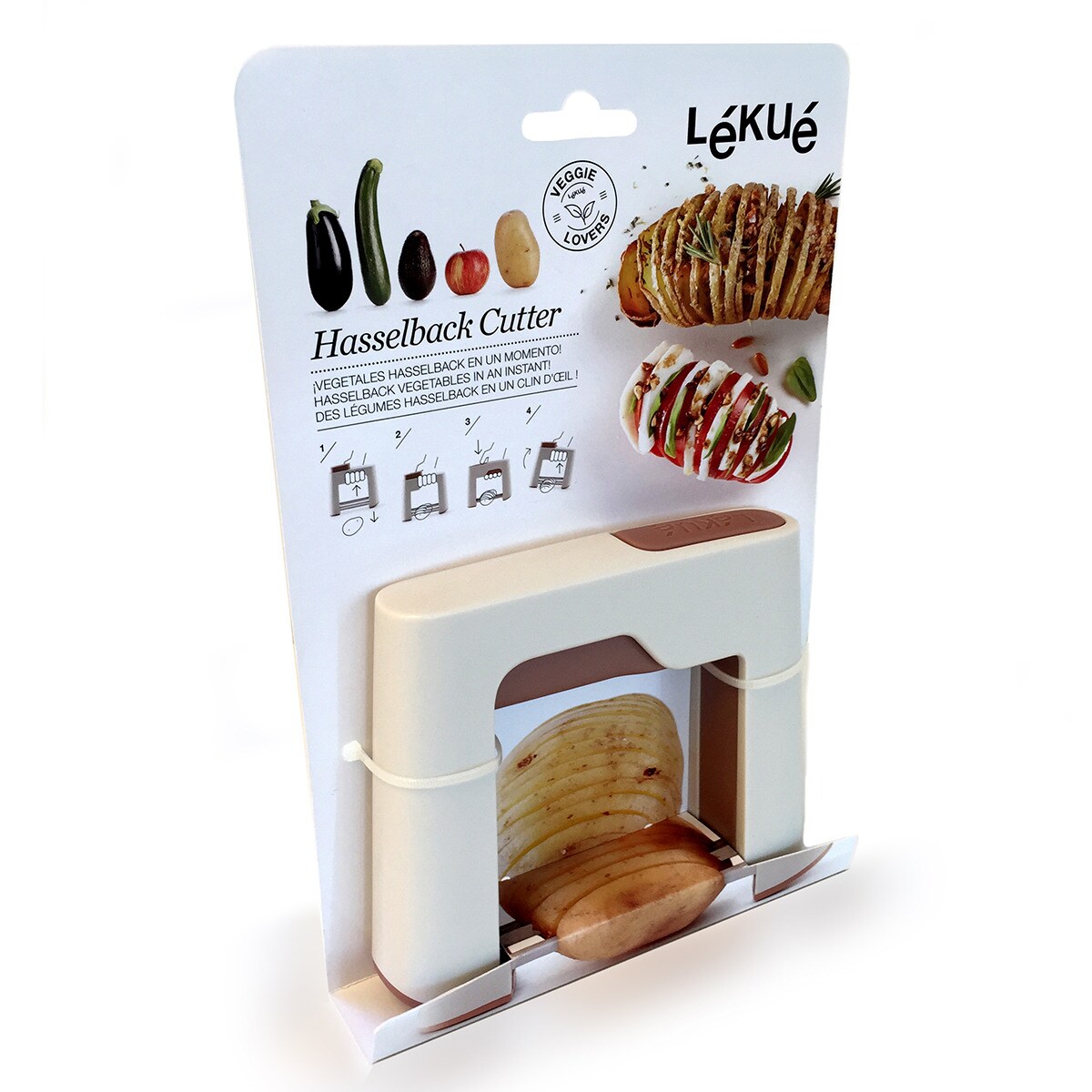 Cortador de batatas estilo Hasselback Veggie Lékué Castanho-3