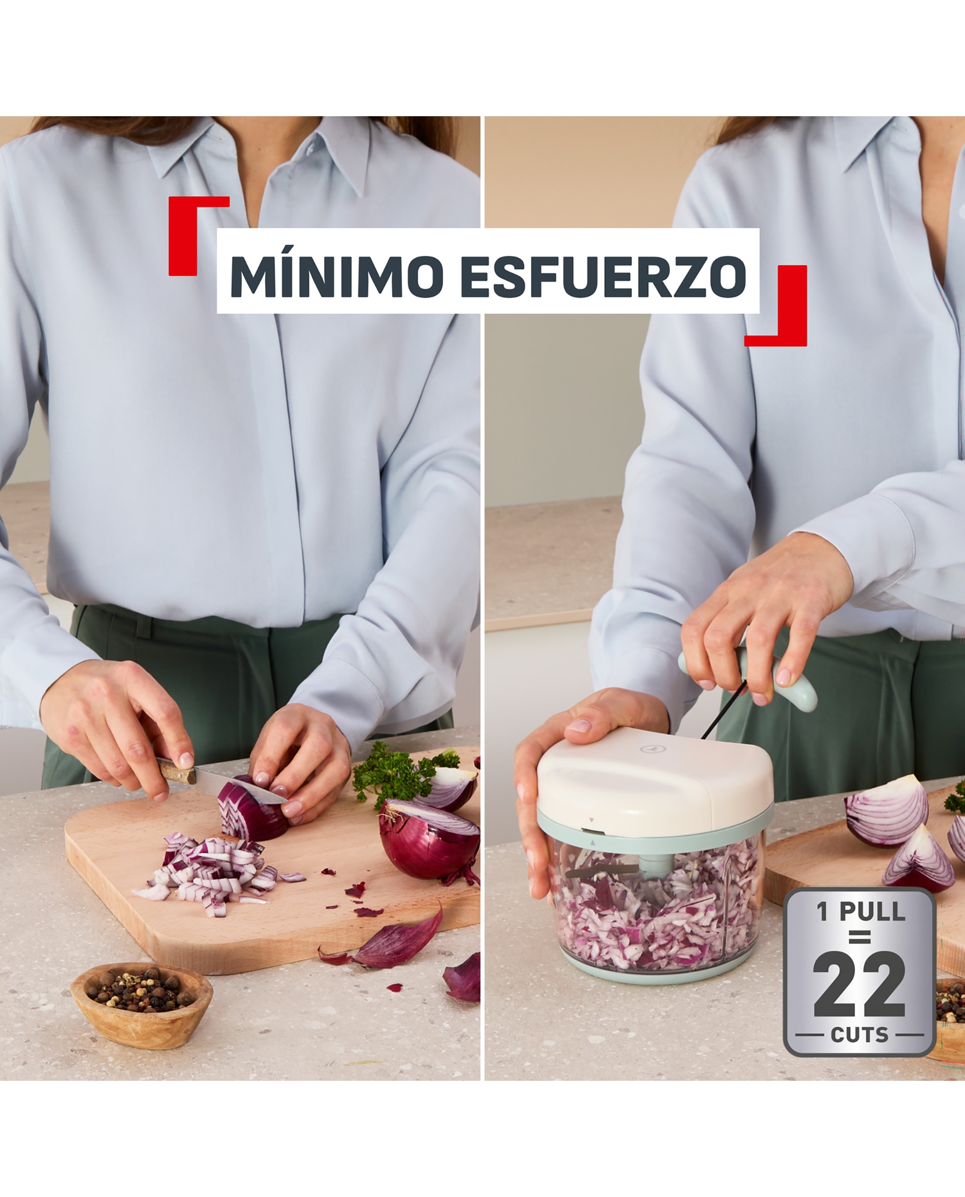 Picadora Manual Sin Cables 900 ml Eucalipto Tefal - Azul 900 ml Azul-2