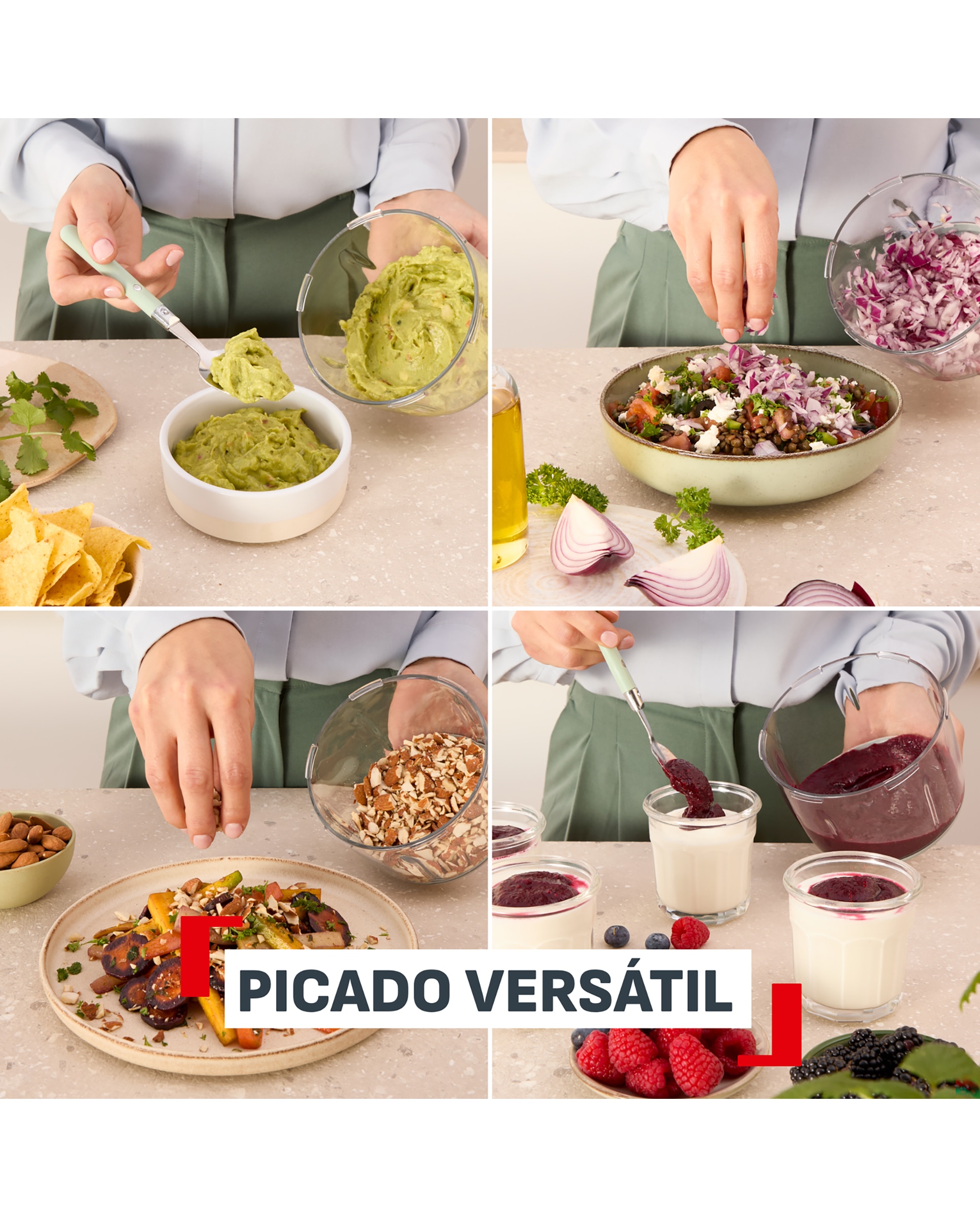 Picadora Manual Sin Cables 900 ml Eucalipto Tefal - Azul 900 ml Azul-4