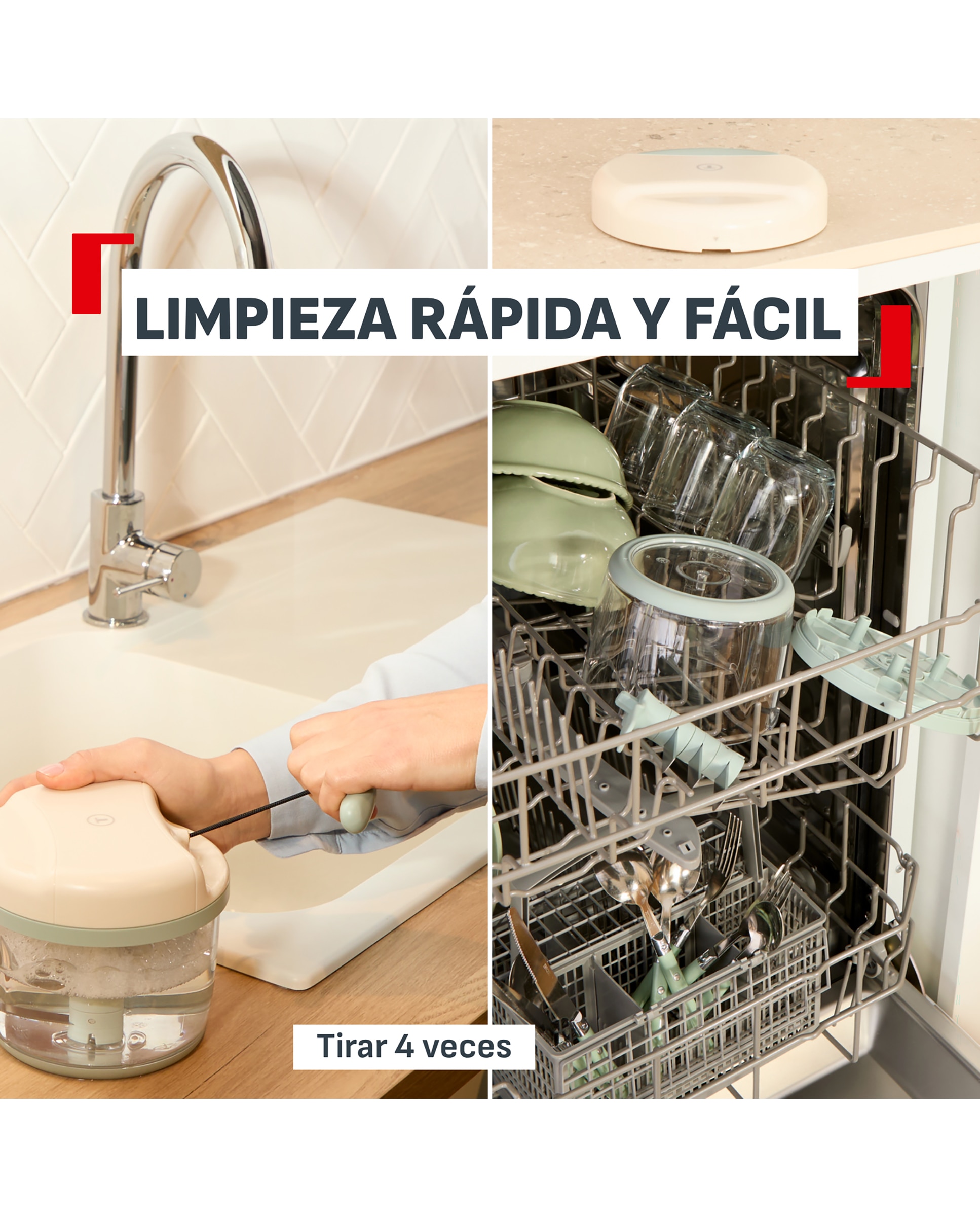 Picadora Manual Sin Cables 900 ml Eucalipto Tefal - Azul 900 ml Azul-6