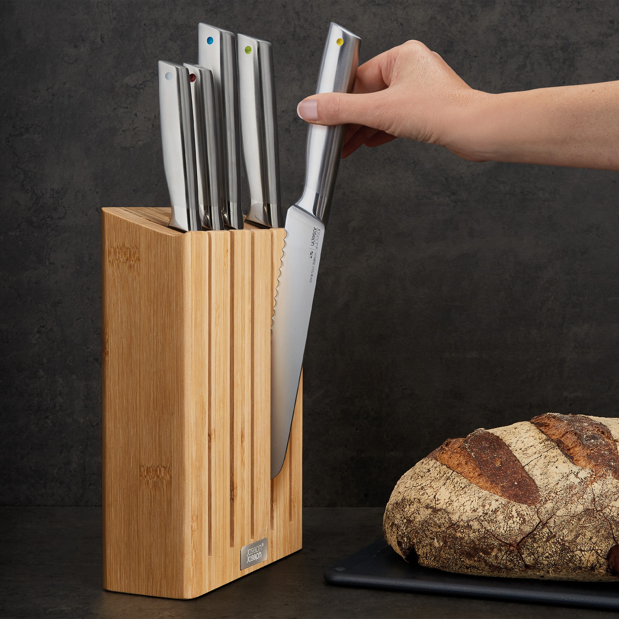 Bloco de 5 Facas com Suporte de Bambu Elevate Natural-20