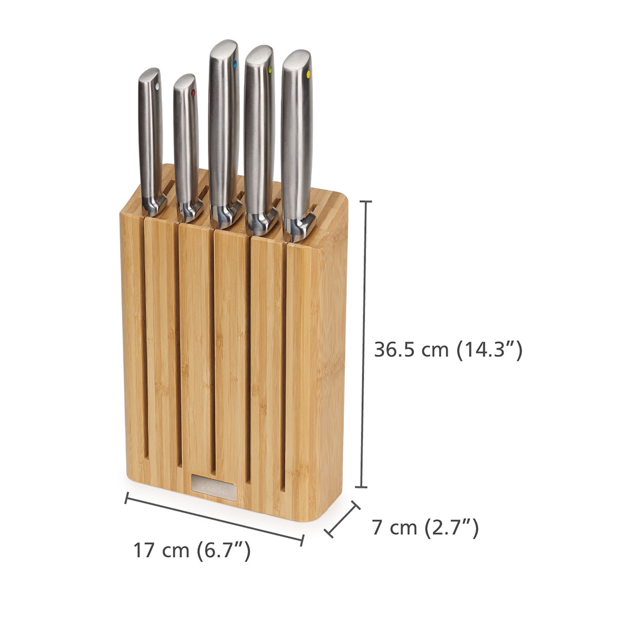 Bloco de 5 Facas com Suporte de Bambu Elevate Natural-25