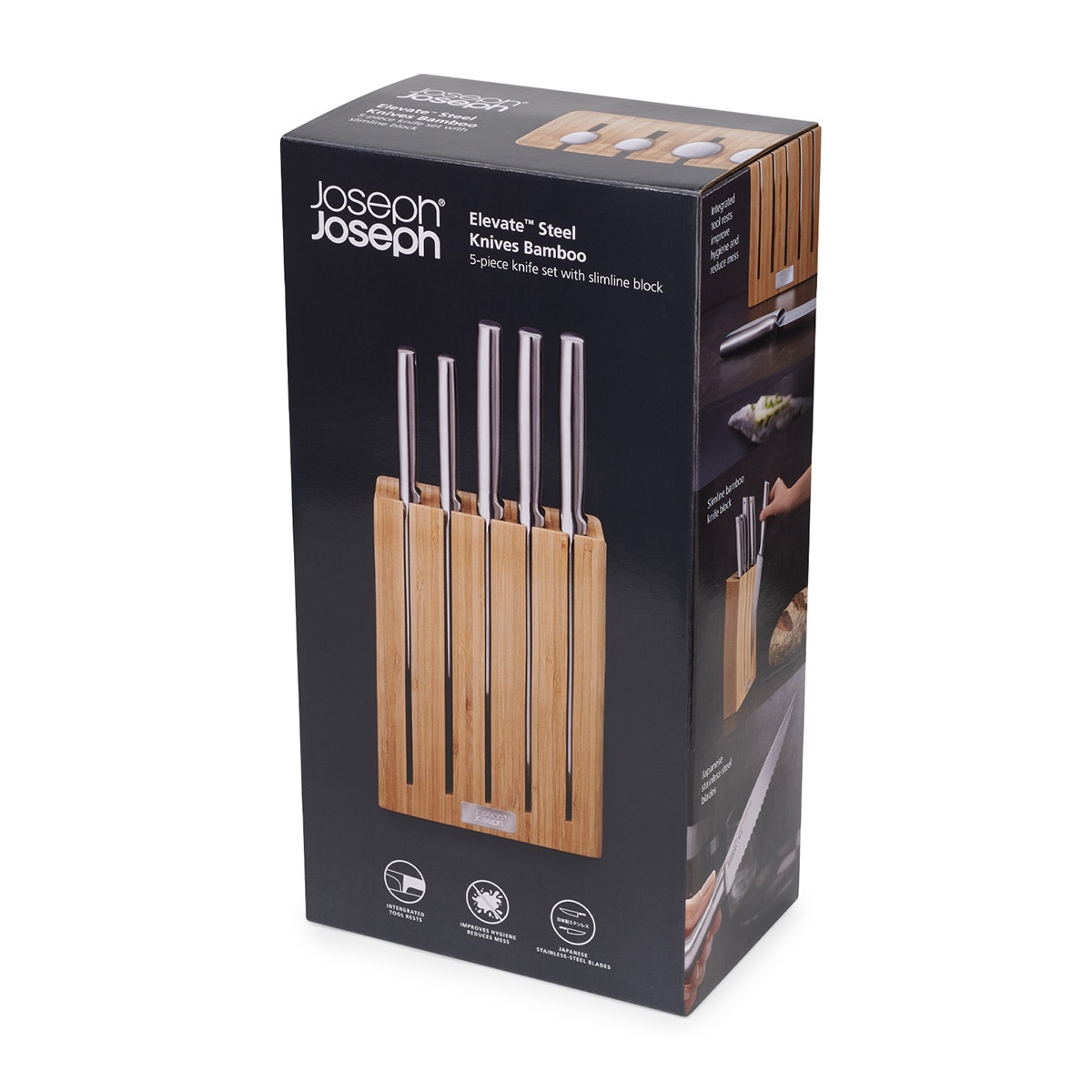 Bloco de 5 Facas com Suporte de Bambu Elevate Natural-27