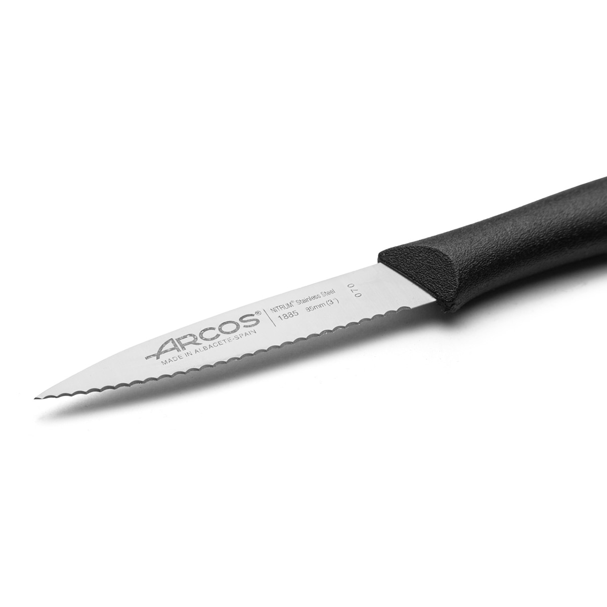 Cuchillo mondador negro con sierra Nova Arcos Negro-2
