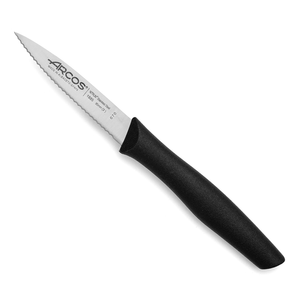 Cuchillo mondador negro con sierra Nova Arcos Negro-3