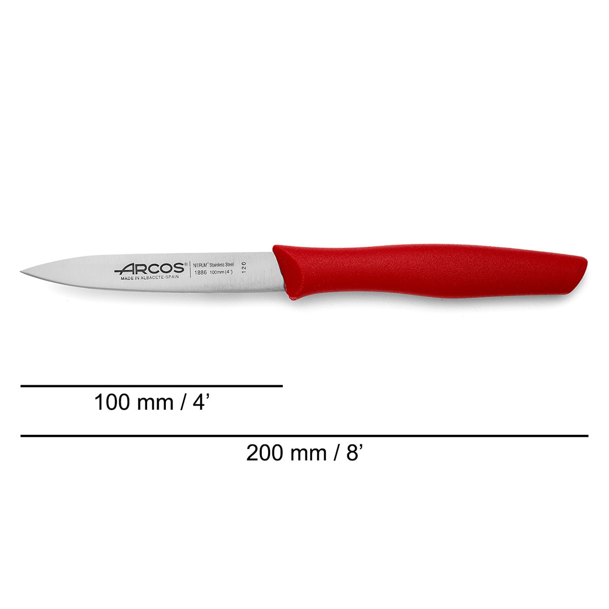 Cuchillo mondador filo liso Nova Arcos - Rojo Rojo-4