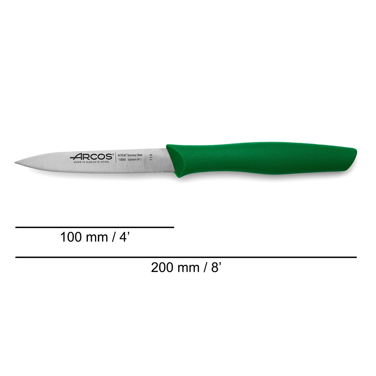 Cuchillo mondador filo liso Nova Arcos Verde-4