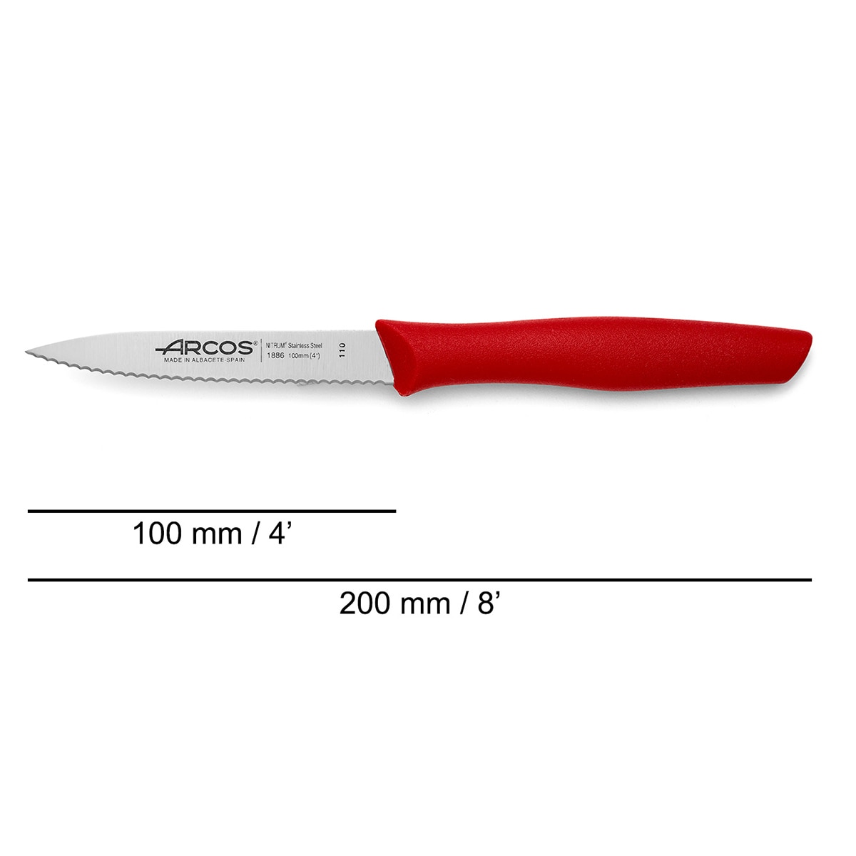 Cuchillo mondador rojo con sierra Nova Arcos Rojo-4