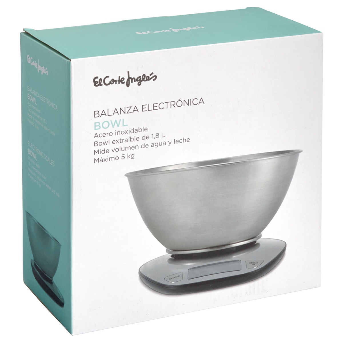 Balanza de cocina con bowl Inox El Corte Inglés Acero-2