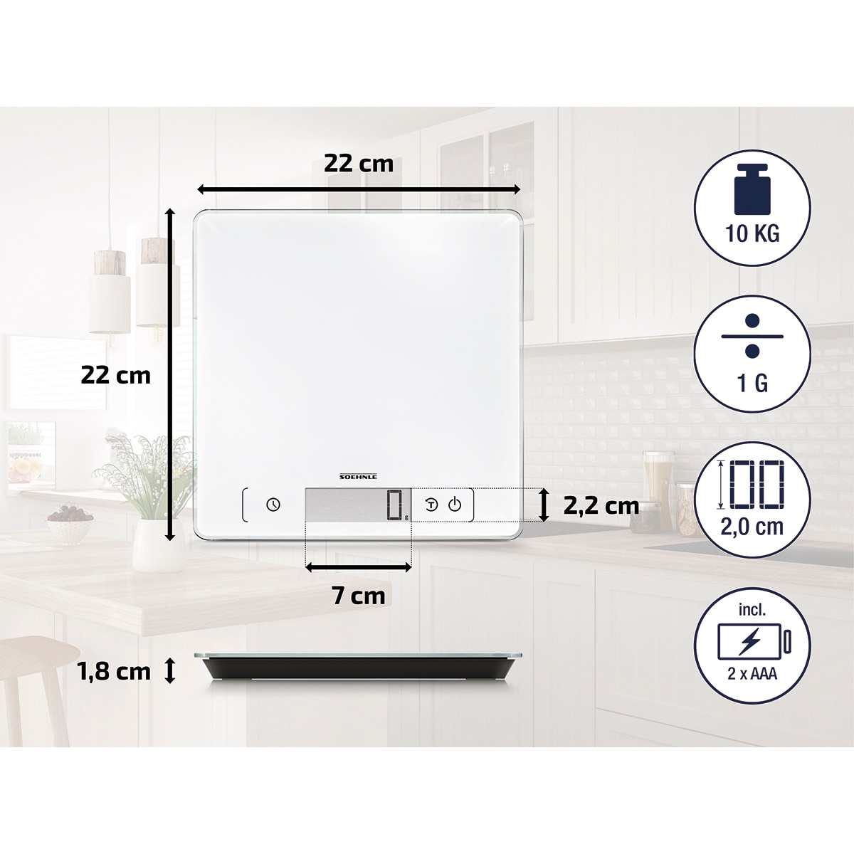 Balança de Cozinha Digital Page Comfort 400 Branco-4