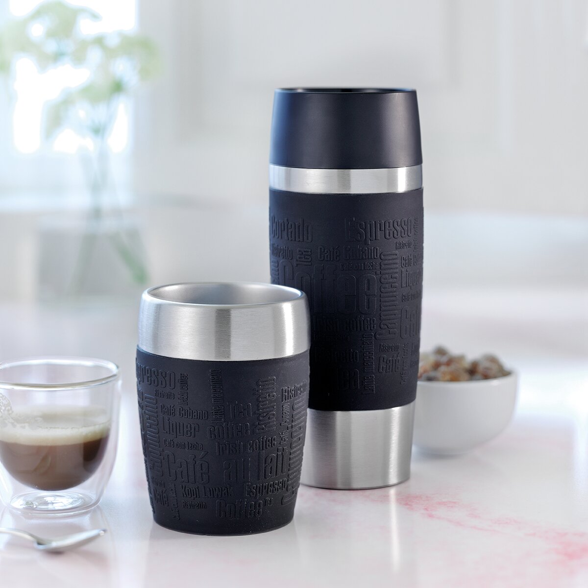 Caneca térmica de aço inoxidável pequena Emsa Preto-3