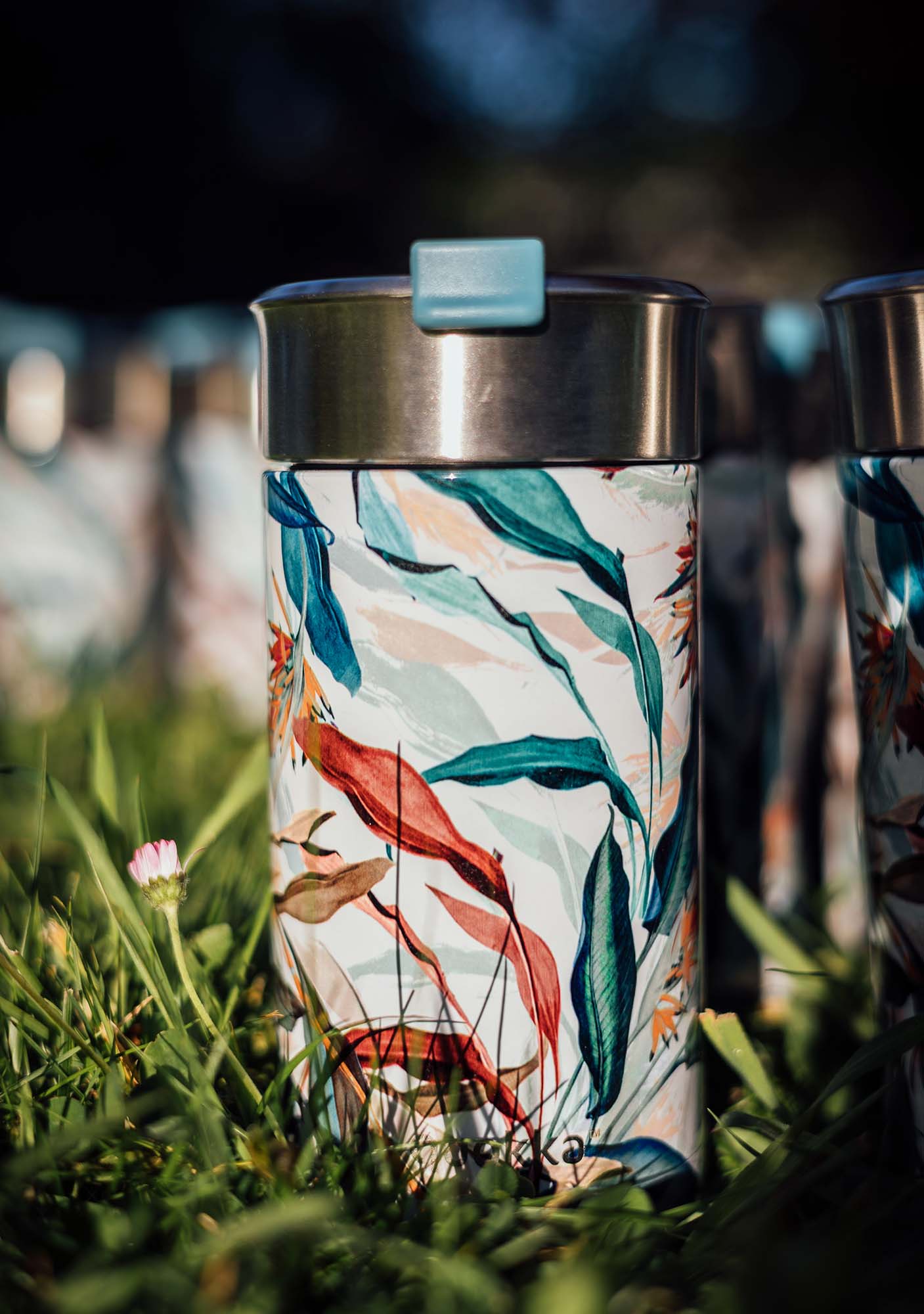 Caneca Térmica de Aço Inoxidável Bouquet Azul-4