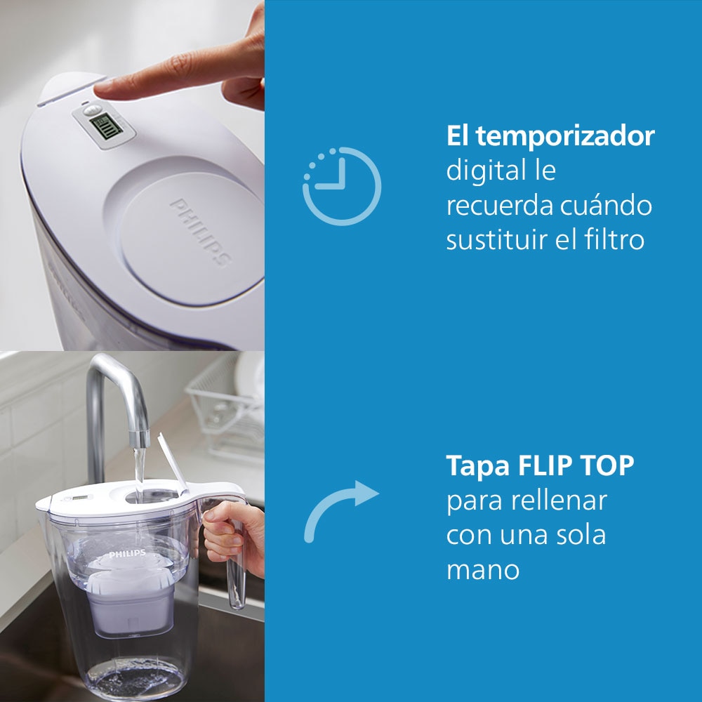 Jarra de agua AWP2933WHT3 + 3 filtros Micro Clean X Philips Water Solutions Blanco-6