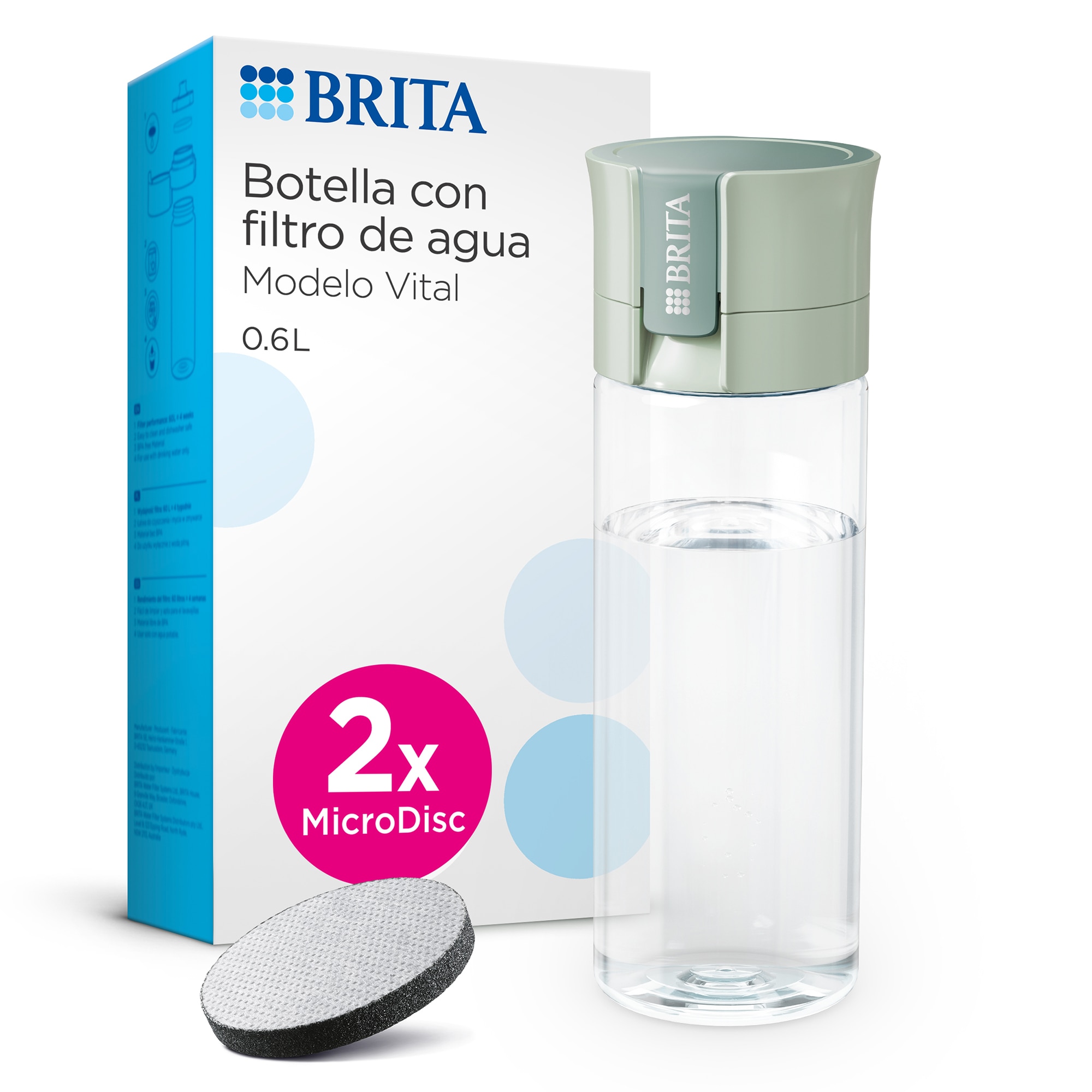 Garrafa de Filtro de Água + 2 Micro Disc Vital Verde-claro-5