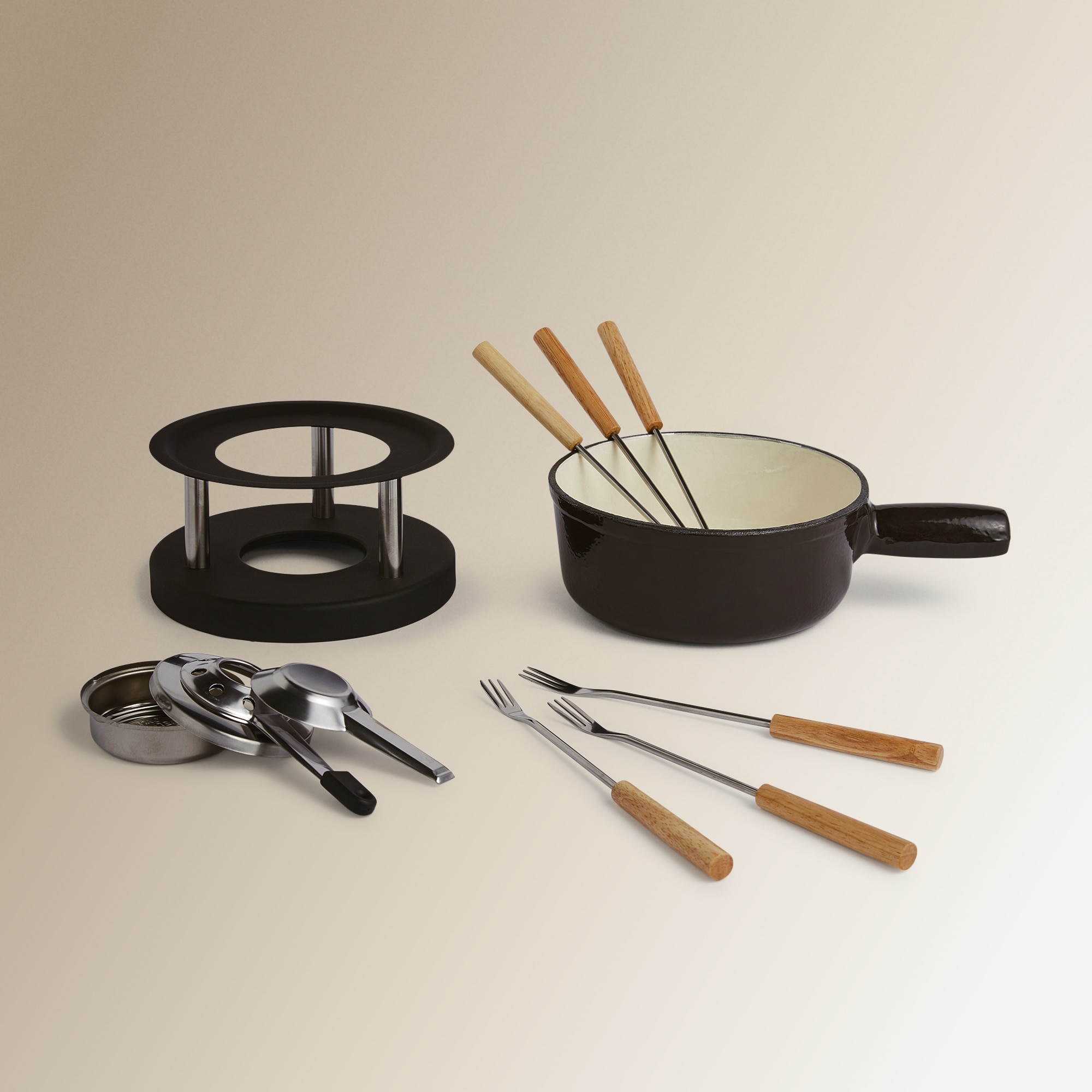 Conjunto de Fondue de Ferro Preto-4
