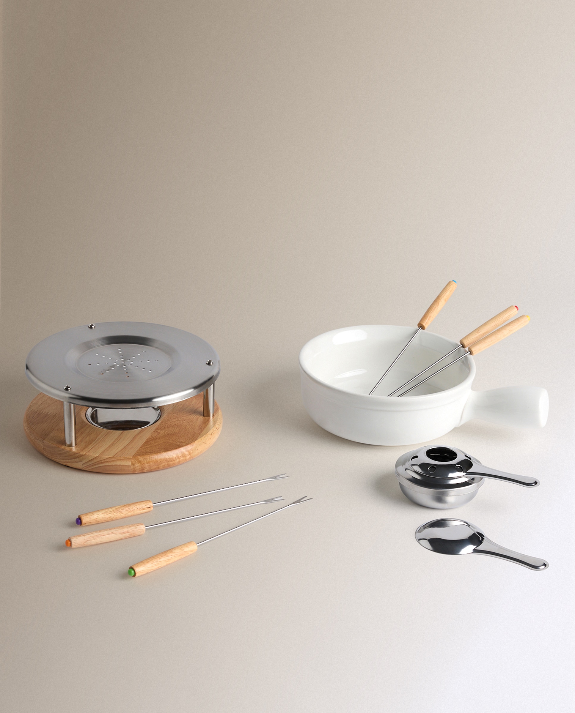 Fondue de cerâmica para 6 pessoas Branco-4