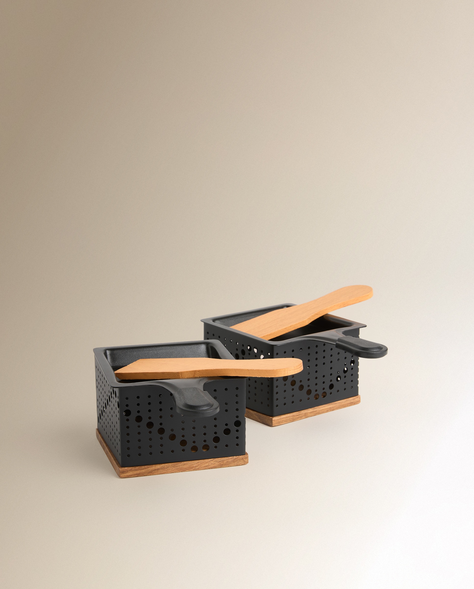 Conjunto de 2 raclette individuais com vela Preto-1
