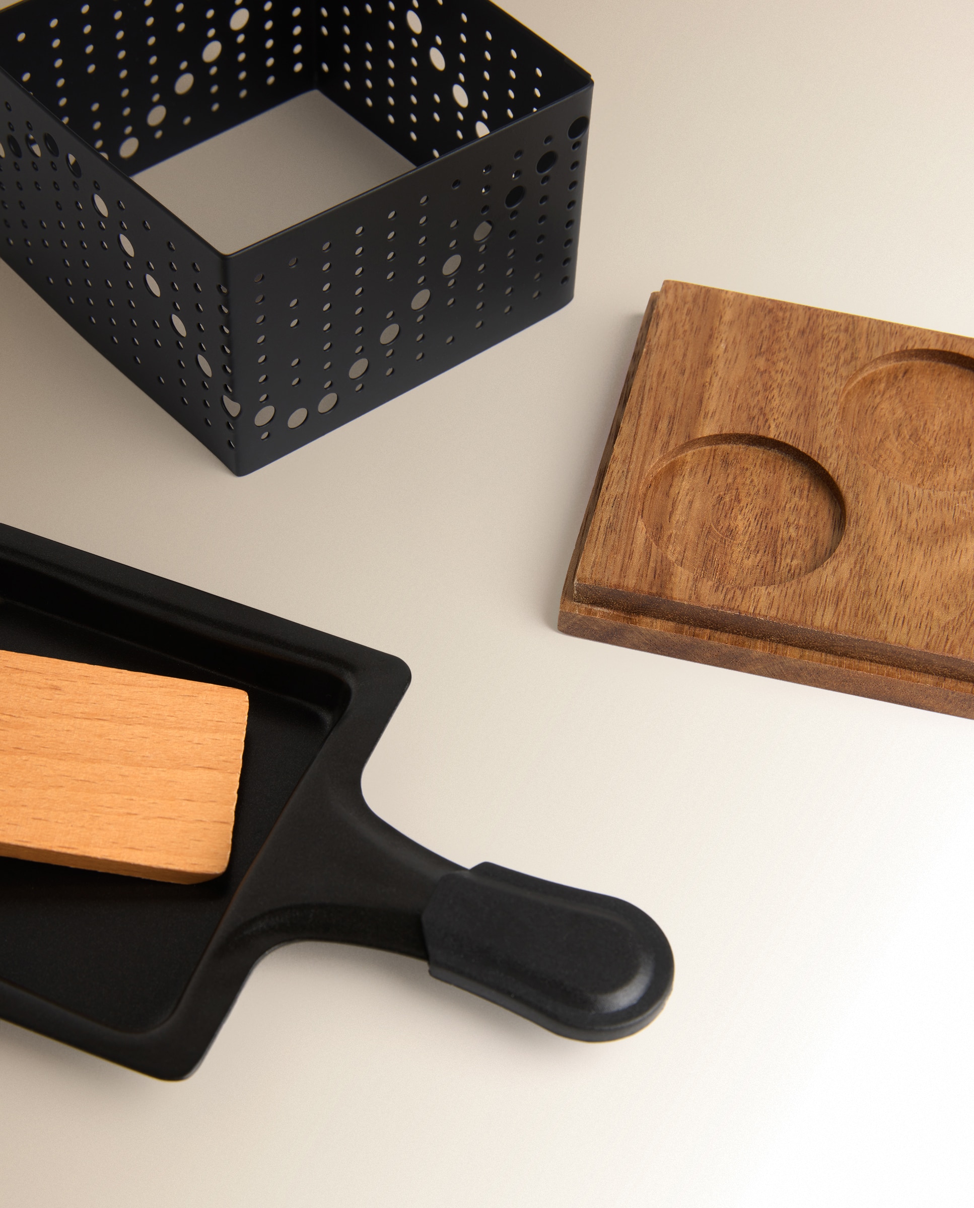 Conjunto de 2 raclette individuais com vela Preto-3