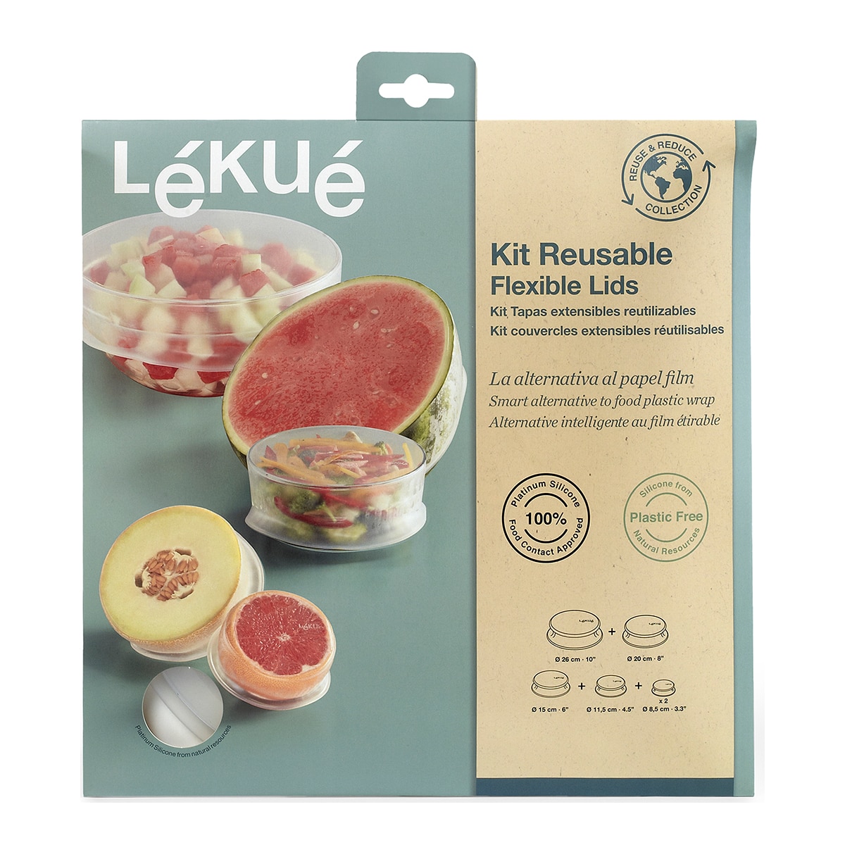 Conjunto de 6 tampas extensíveis Reuse & Reduce Transparente-1