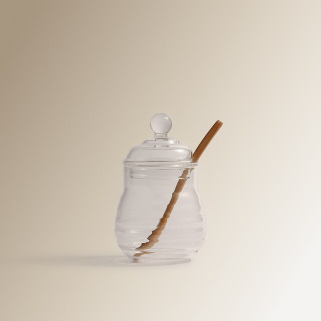 Imagem 0 de Açucareiro de vidro com colher de madeira