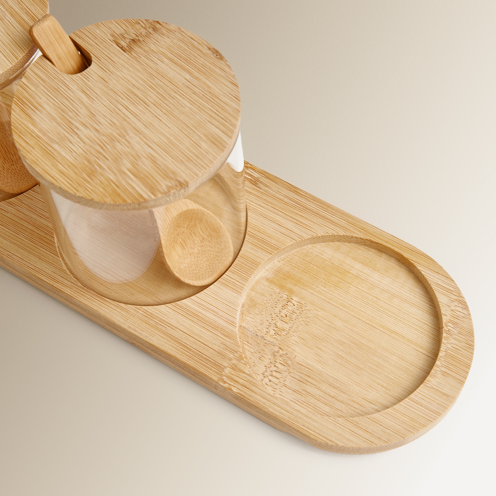 Conjunto de 3 recipientes com colher de vidro e bambu Transparente-4