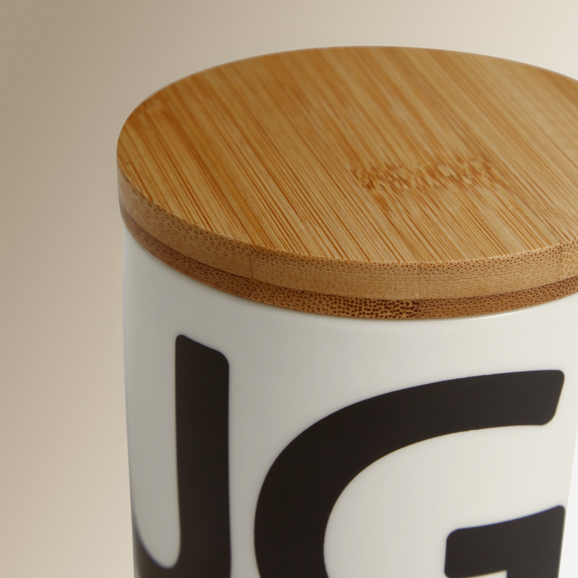 Bote de azúcar de porcelana con tapa de madera El Corte Inglés Blanco-2