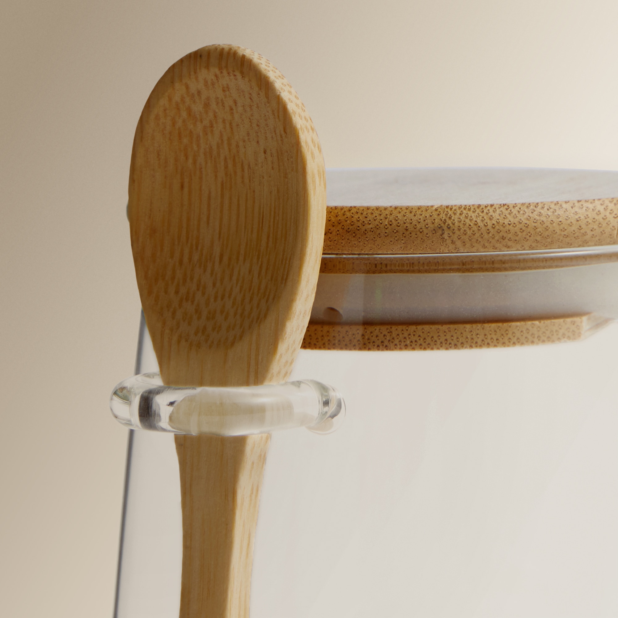 Açucareiro de Vidro com Colher de Bambu Transparente-3