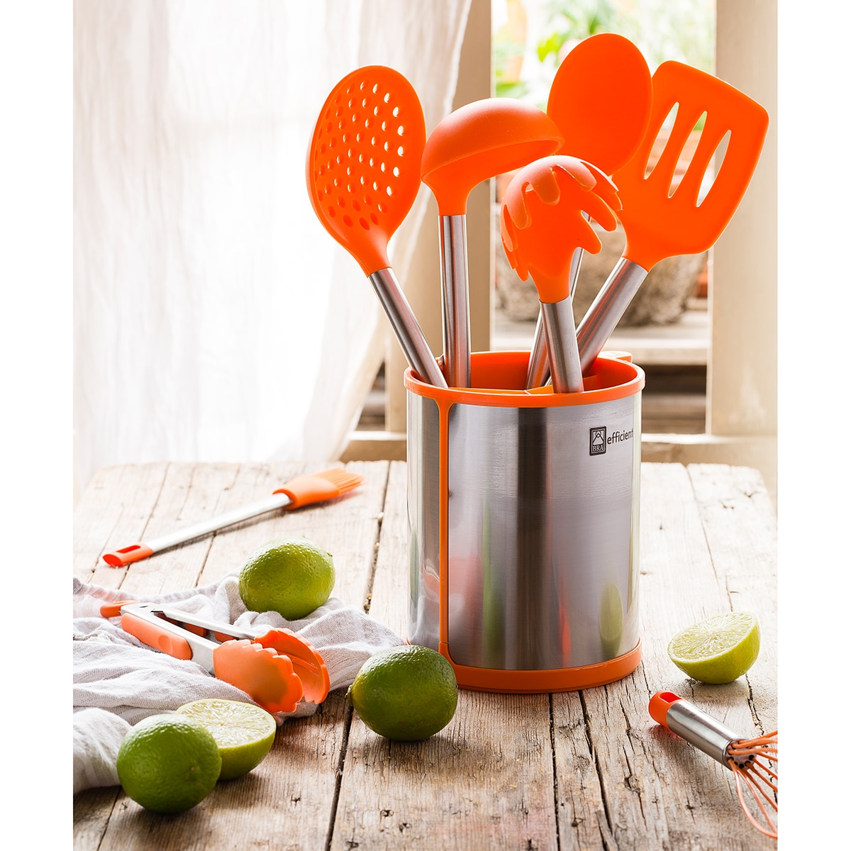 Conjunto de 5 Utensílios de Cozinha e Carrossel de aço inoxidável Efficient BRA Aço-2