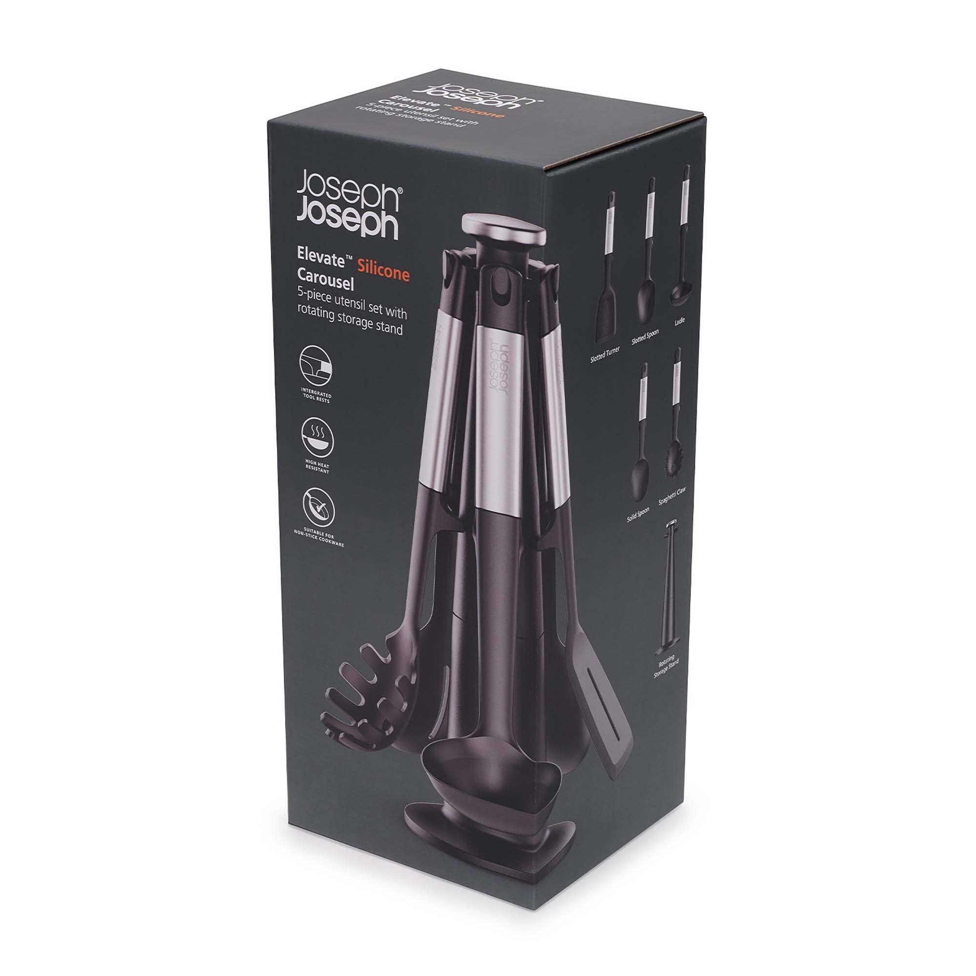 Carrossel Rotativo de 5 Peças em Aço Inoxidável com 5 Utensílios Elevate Preto-6