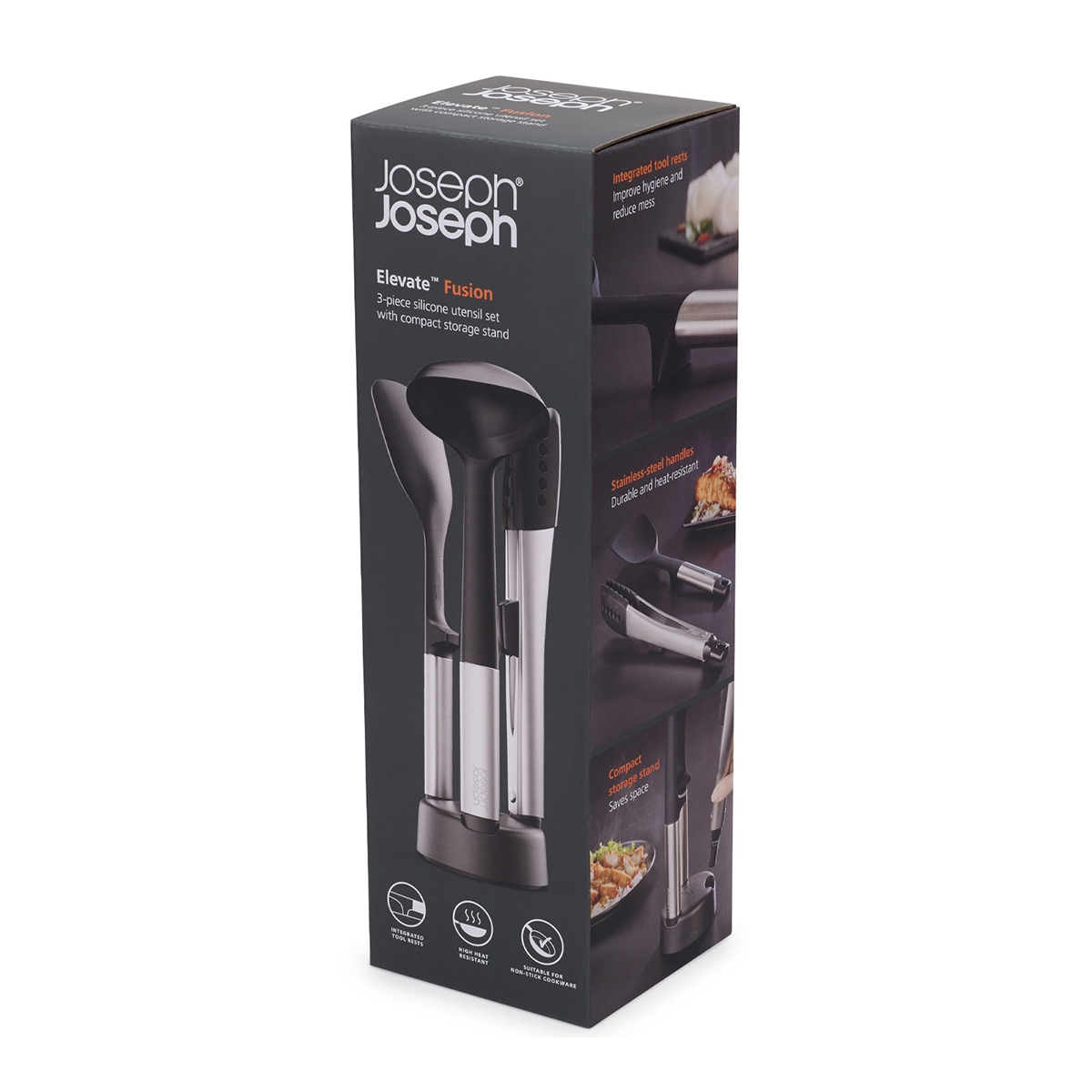 Conjunto de 3 Utensílios de Silicone Elevate Preto-33