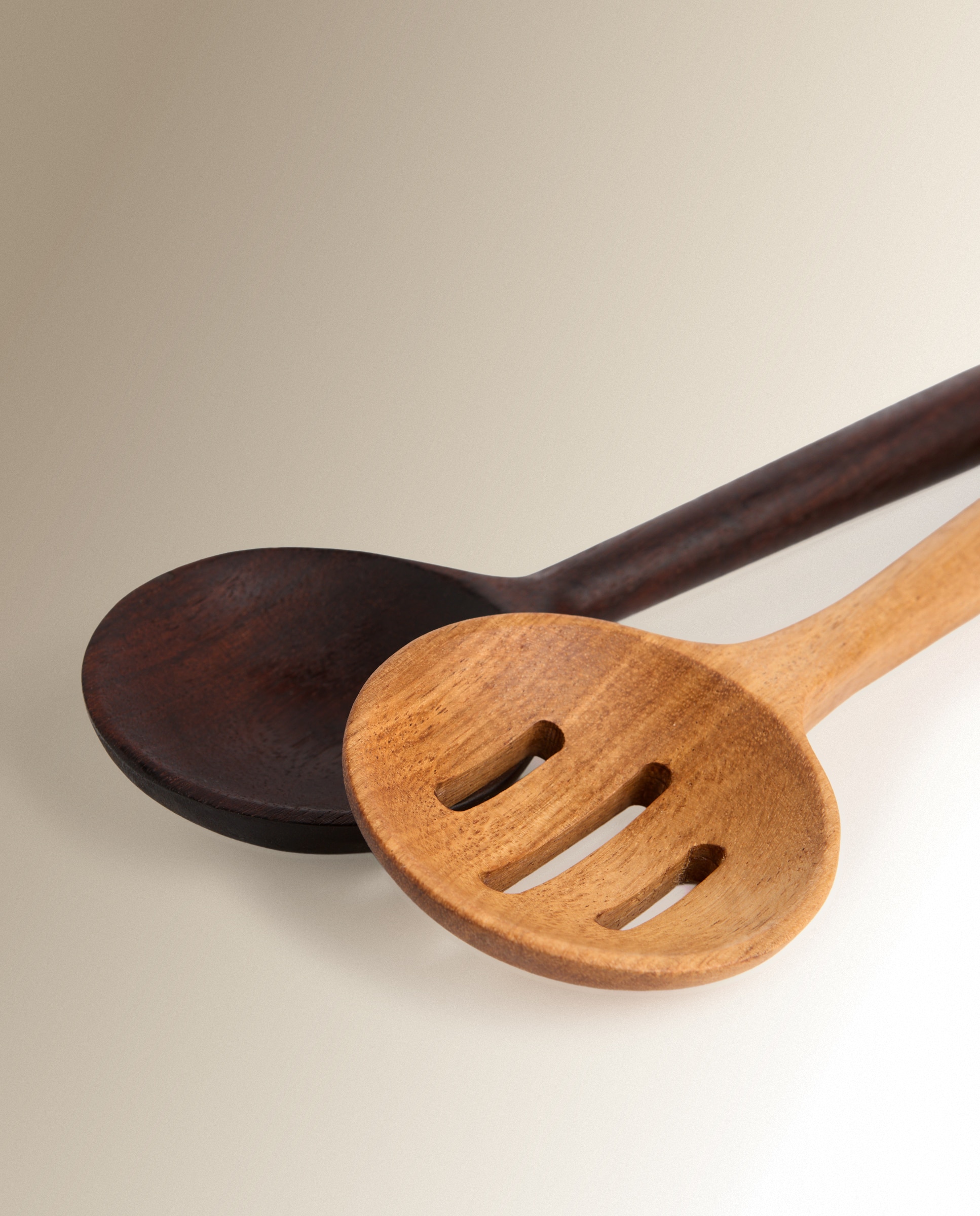 Set de 2 cucharas de madera Contemporáneo - Natural Natural-2