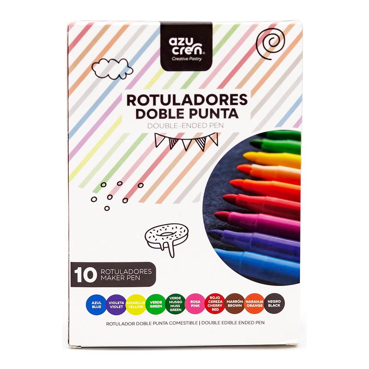 Conjunto de 10 Marcadores com Ponta Dupla Multicolor-1