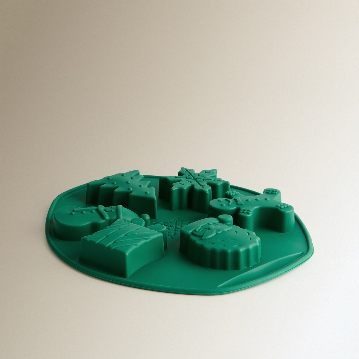 Molde de silicona redonda 6 formas Navidad Verde-2