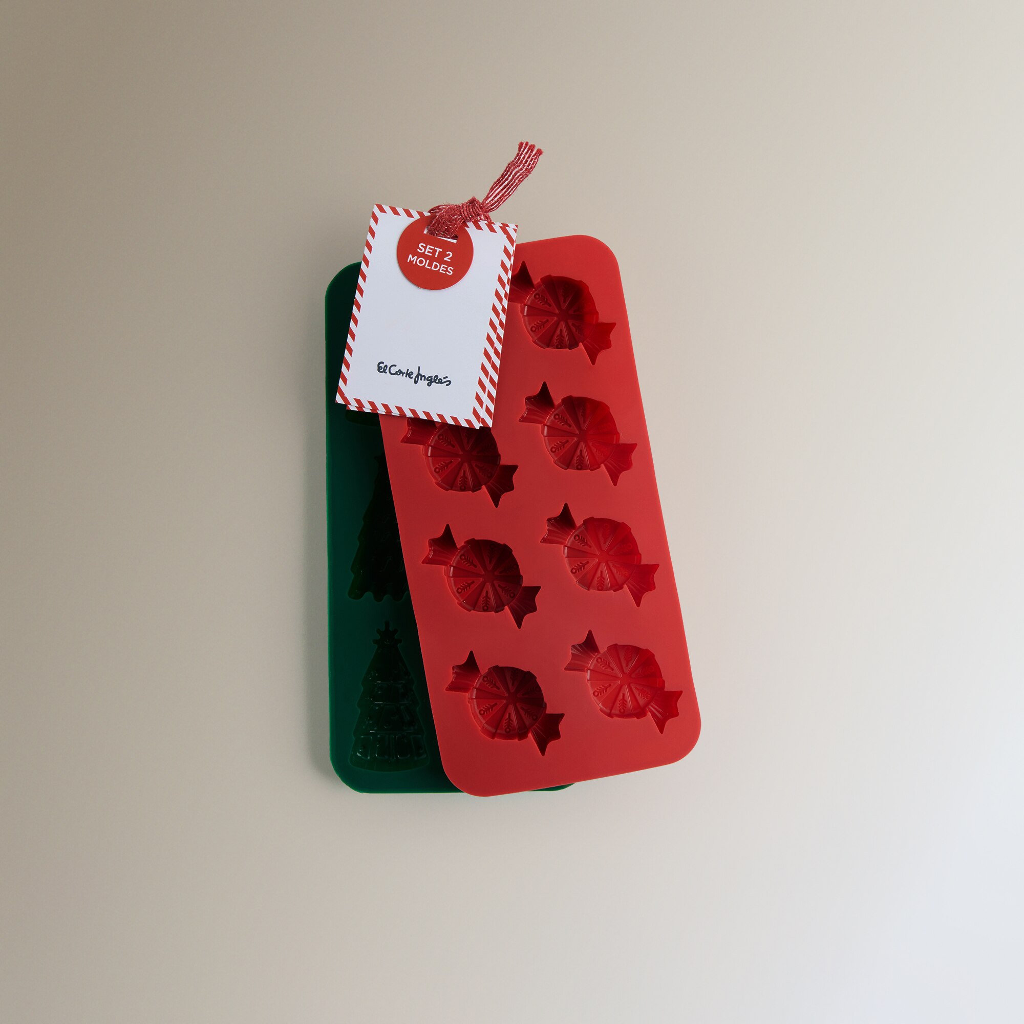 Conjunto de 2 Mini Moldes de Silicone Rebuçado Árvore de Natal Multicolor-3