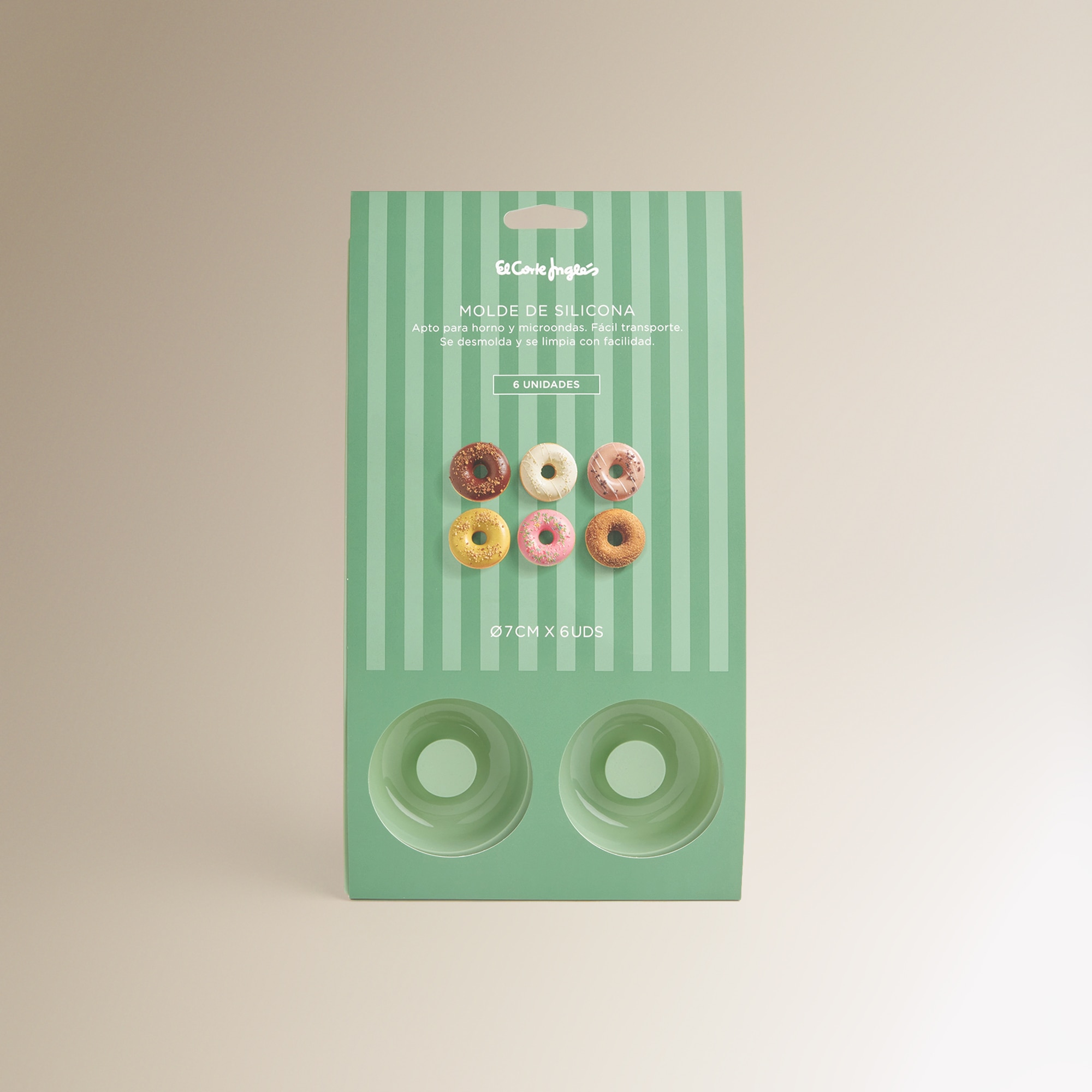 Molde de Silicone com 6 Cavidades para Donuts Verde-3