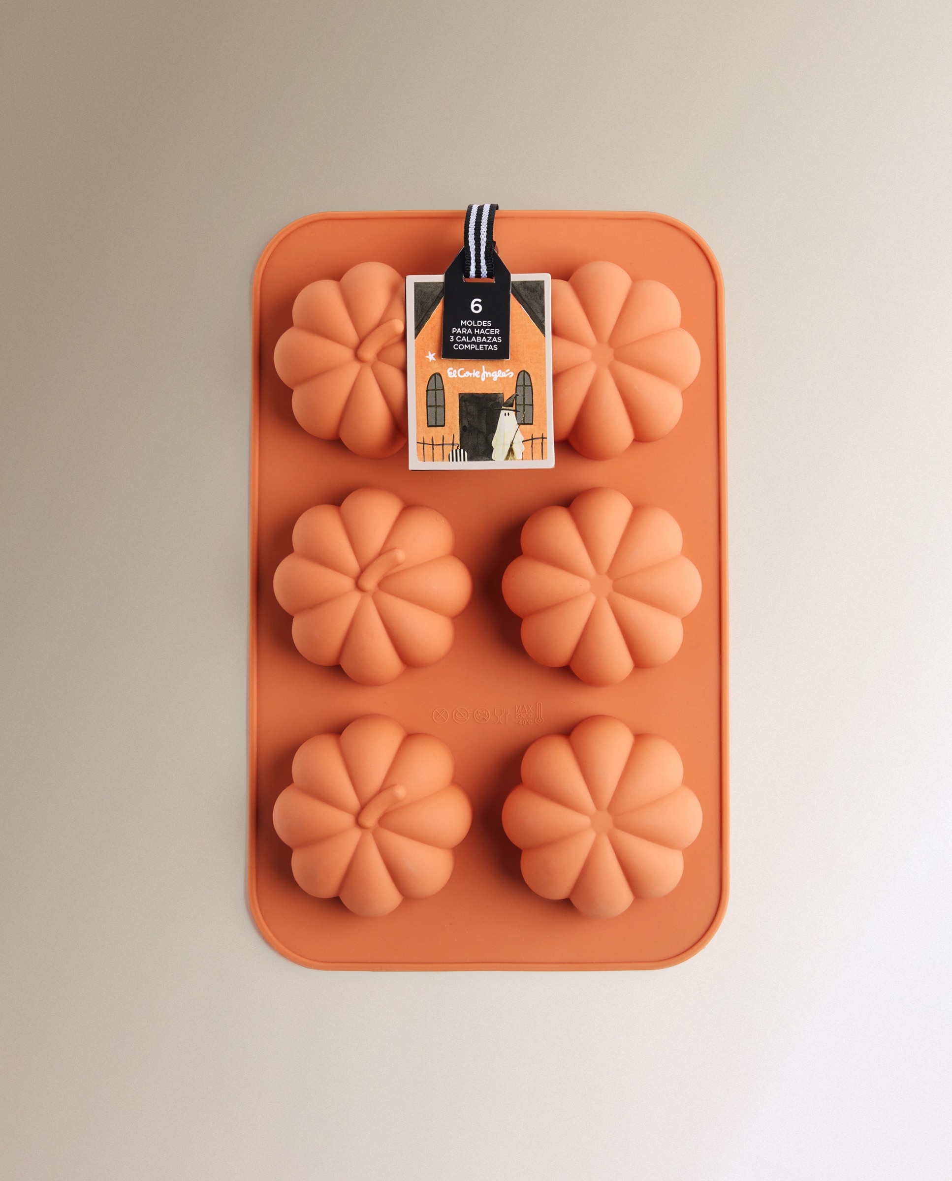 Molde de Silicone para 6 Unidades Abóbora Halloween Laranja-4