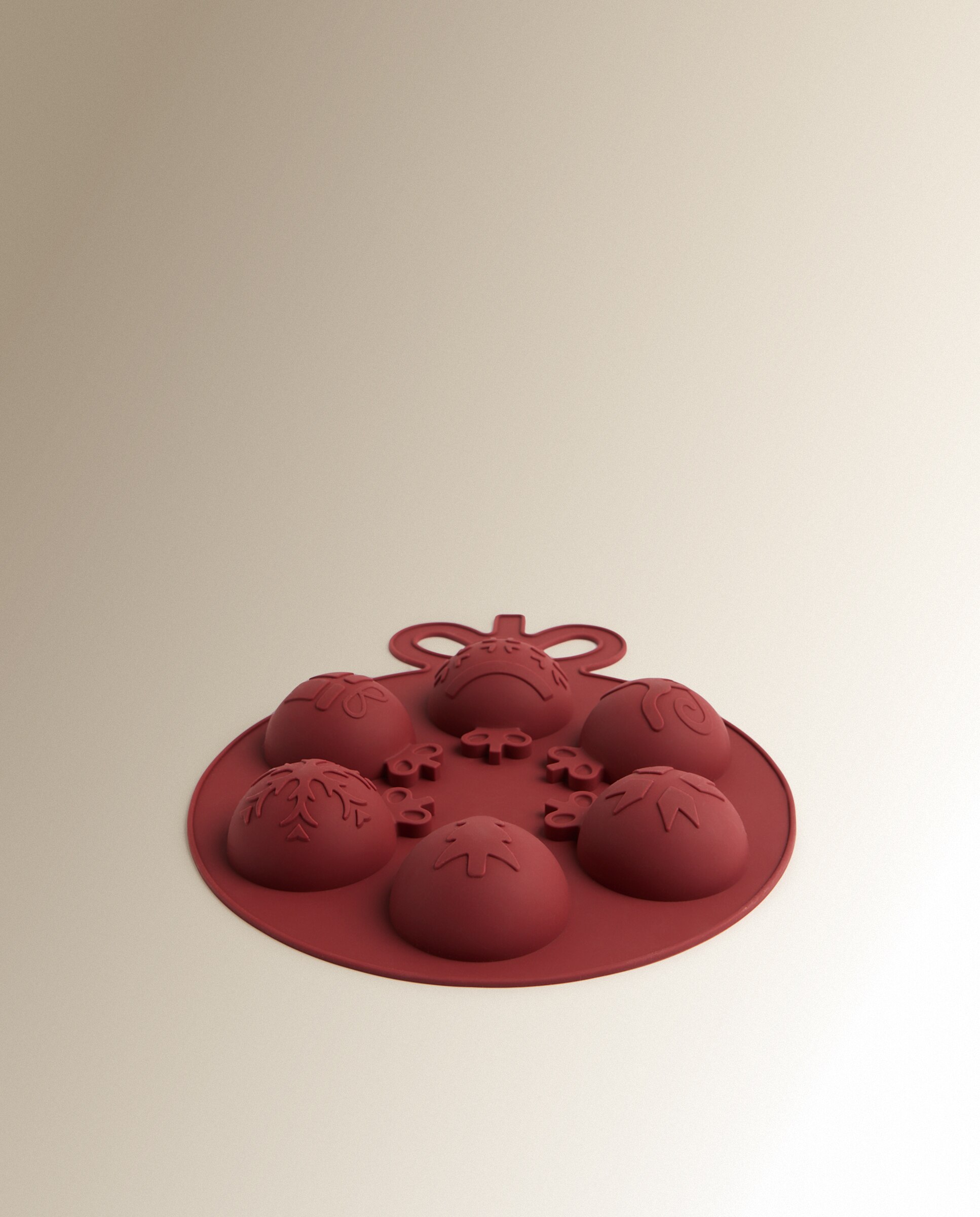 Molde de Silicone para 6 Unidades Bola de Natal Vermelho-2