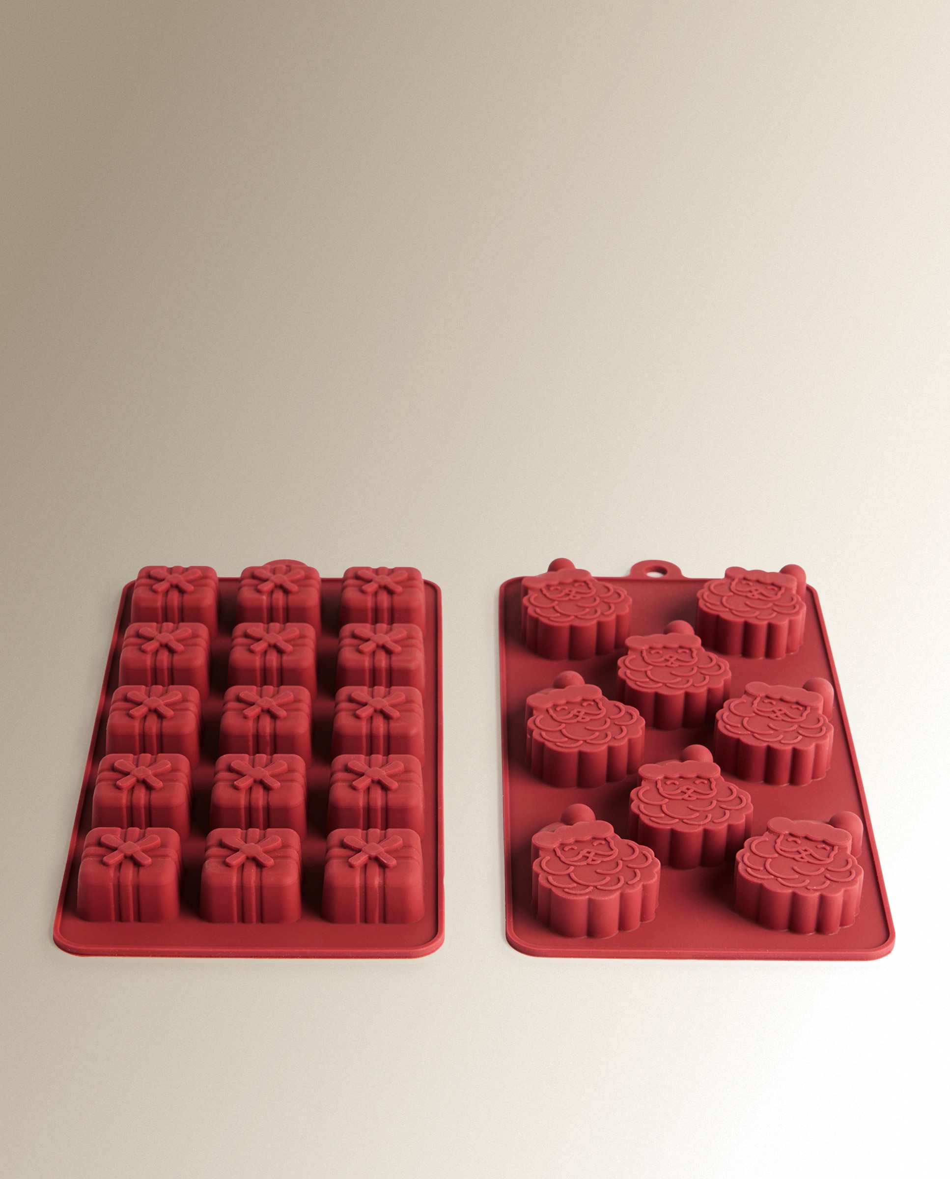 Conjunto de 2 Mini Moldes de Silicone de Natal Vermelho-2
