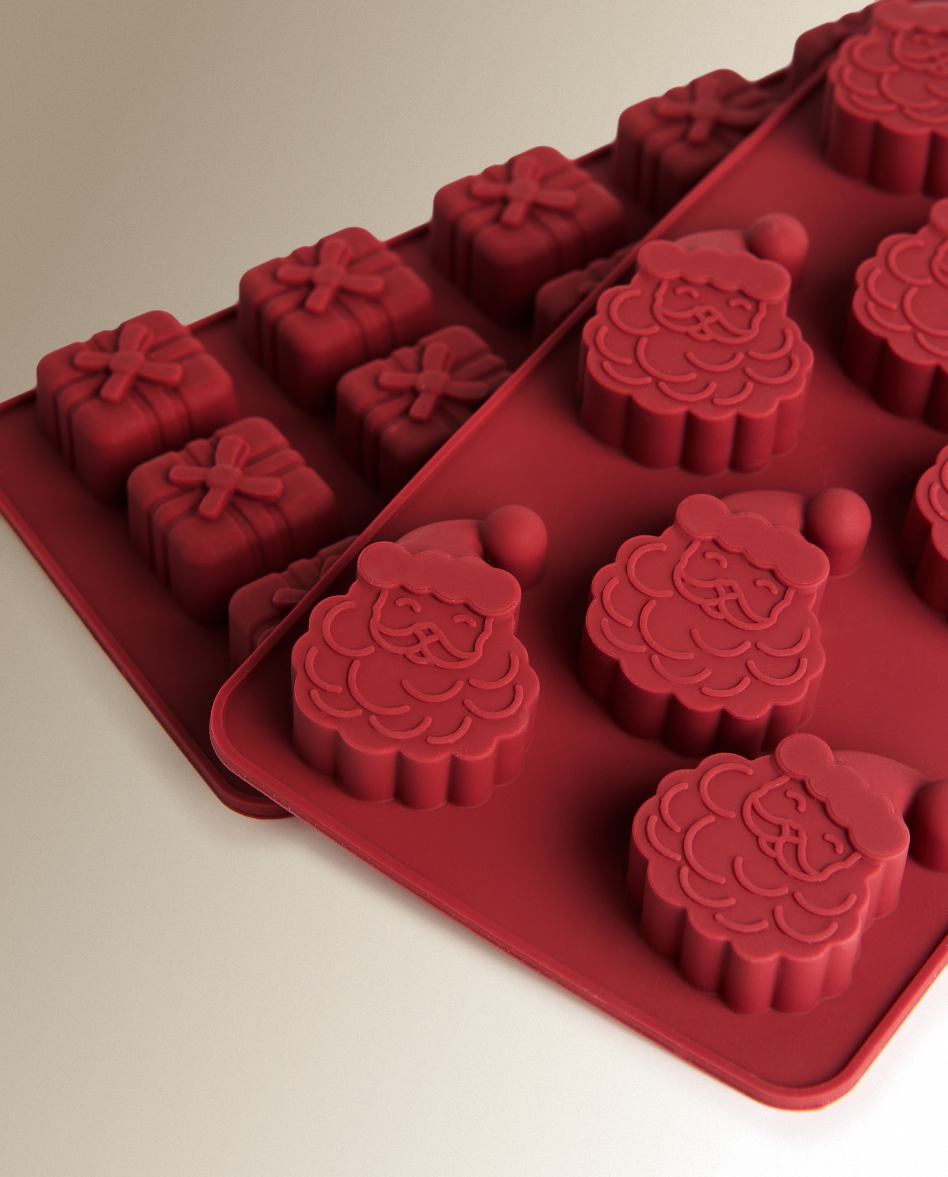 Conjunto de 2 Mini Moldes de Silicone de Natal Vermelho-3