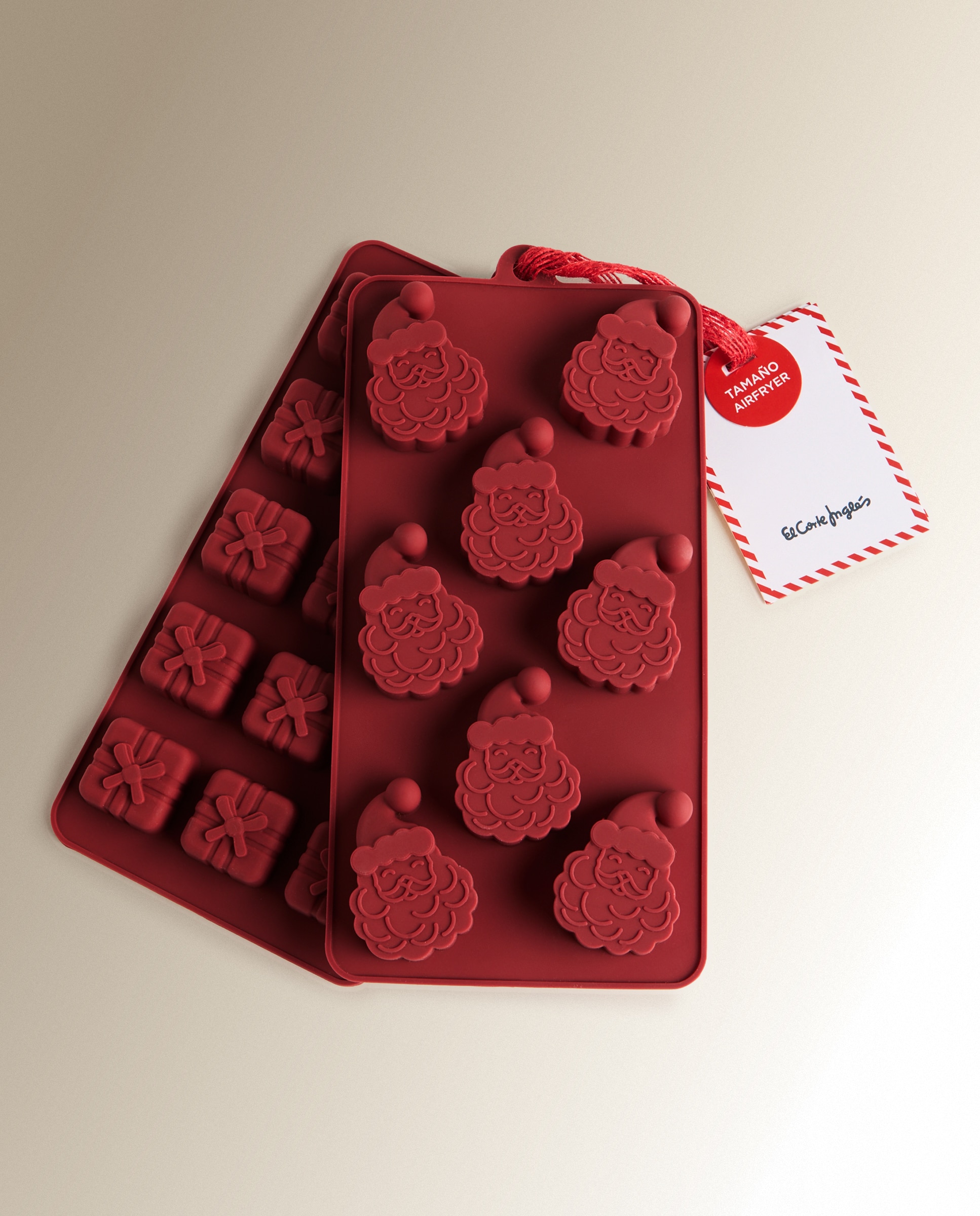 Conjunto de 2 Mini Moldes de Silicone de Natal Vermelho-4