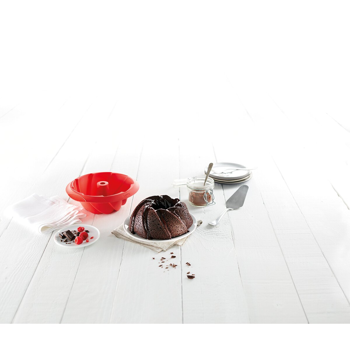 Conjunto de 2 mini Formas de Pudim Compatível com Air Fryer Vermelho-2