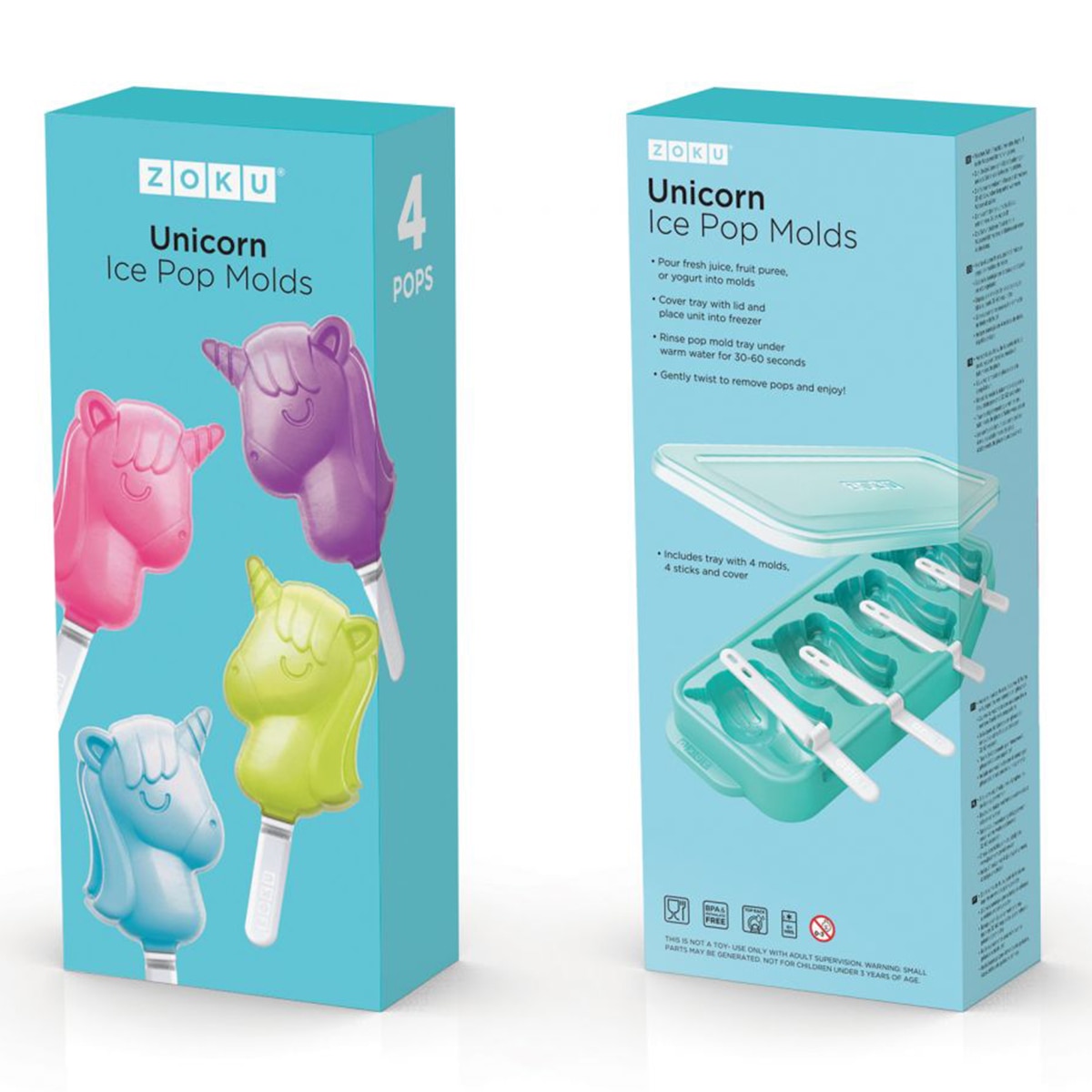 Molde para 4 gelados Unicórnio Zoku Turquesa-4