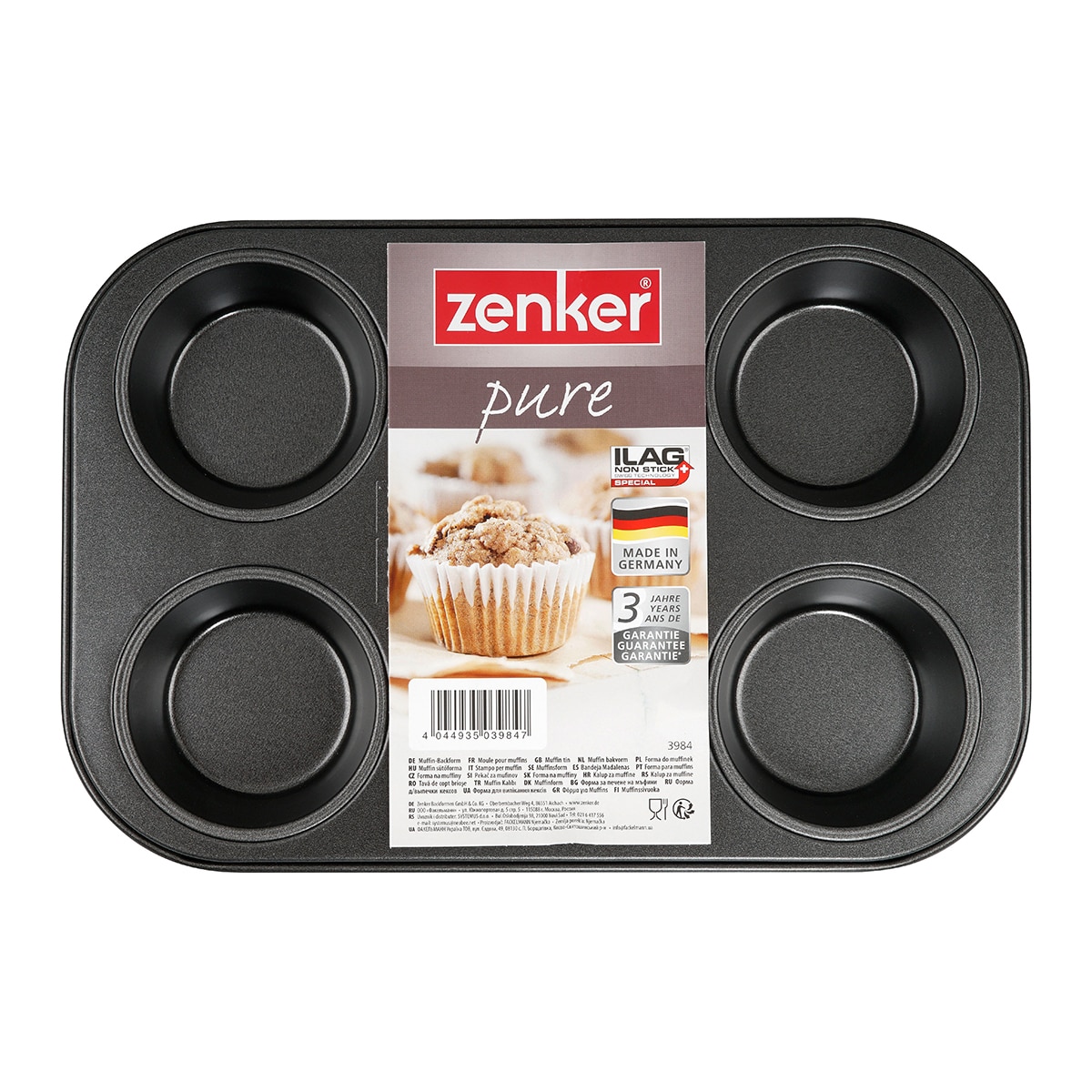 Molde para 6 magdalenas o muffins Tins Pure Zenker Negro-2