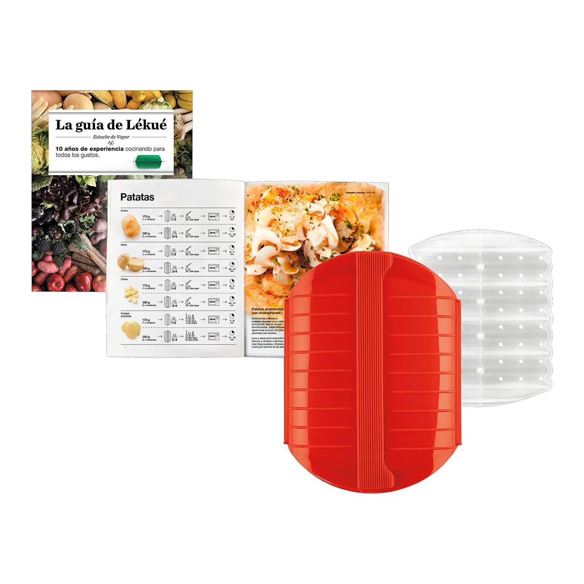 Imagem 0 de Kit de estojo de vapor de 3-4 pessoas com bandeja Lékué + livro