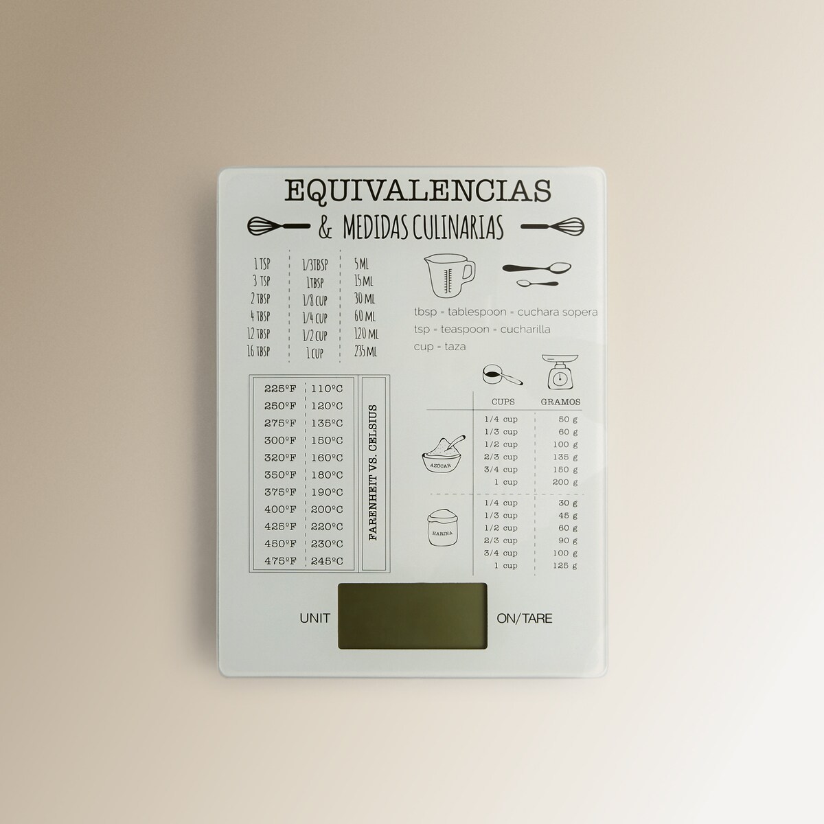 Báscula de cocina digital Equivalencias El Corte Inglés · El Corte