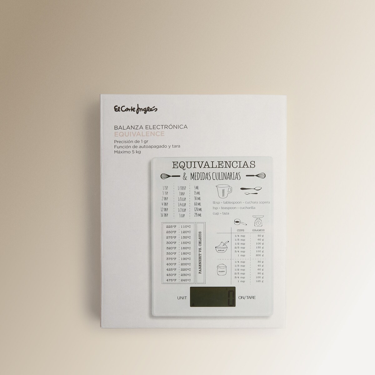 Báscula de cocina digital Equivalencias El Corte Inglés · El Corte