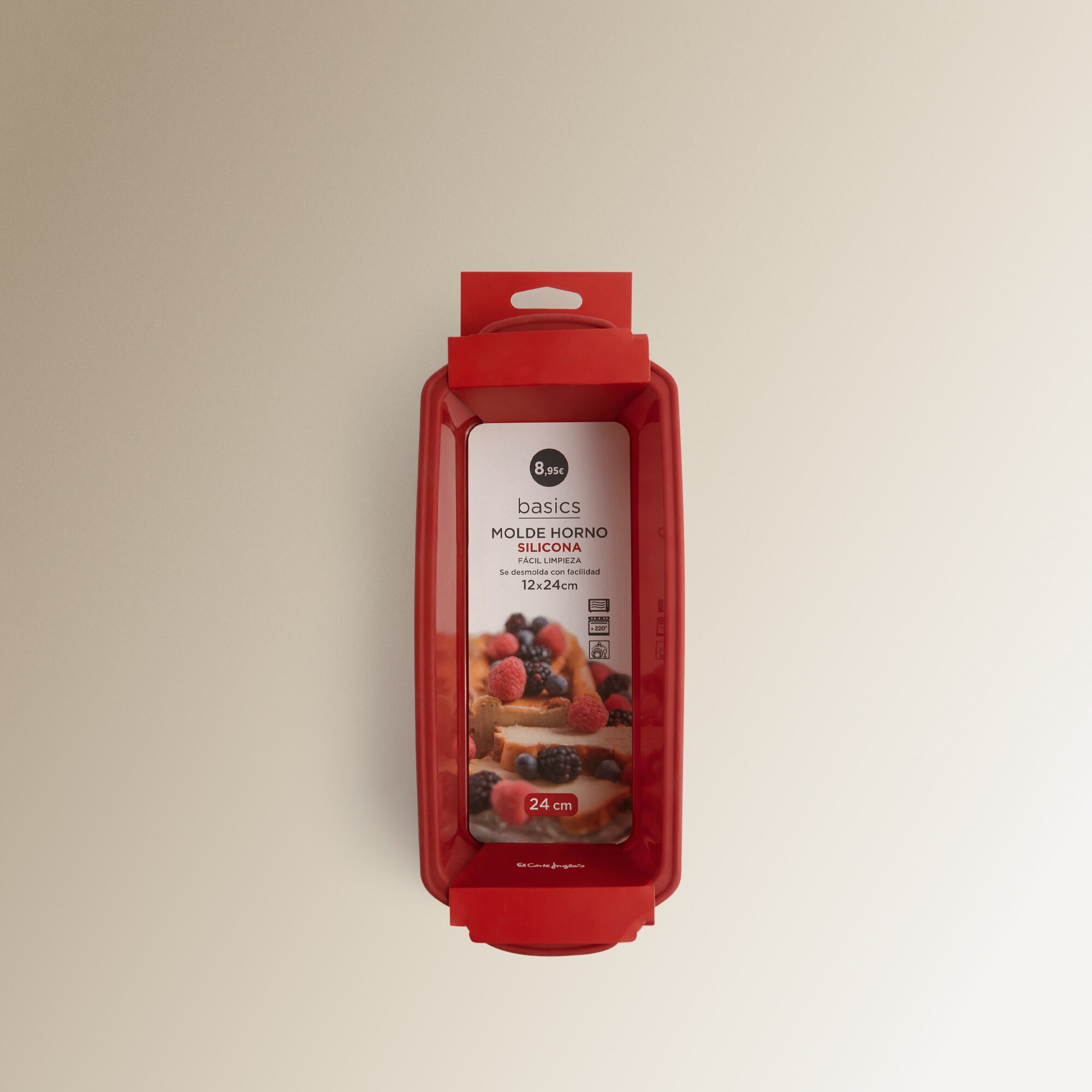 Molde rectangular de silicona 24 cm Basics El Corte Inglés Rojo-4