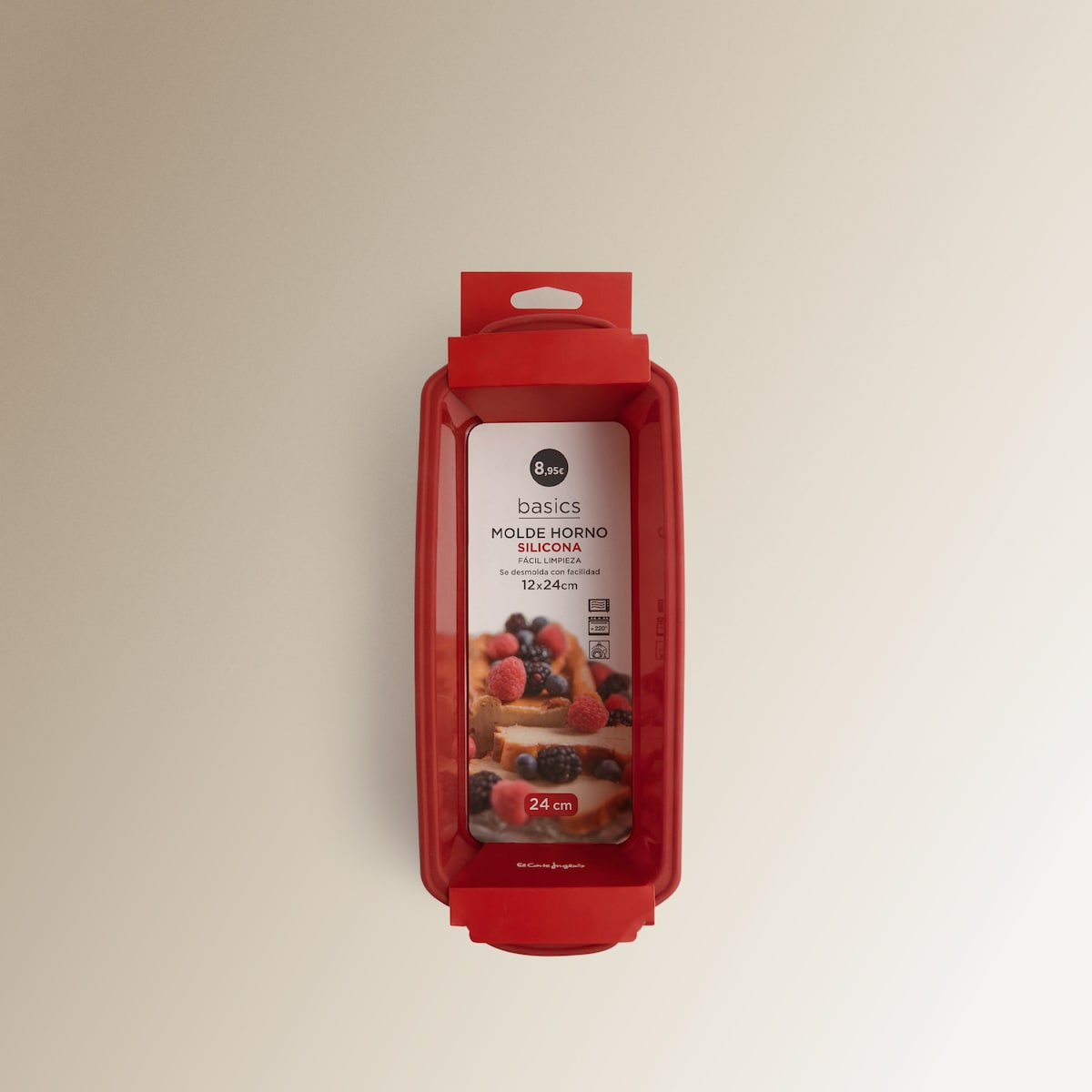 Molde rectangular de silicona 24 cm Basics El Corte Inglés Rojo-4