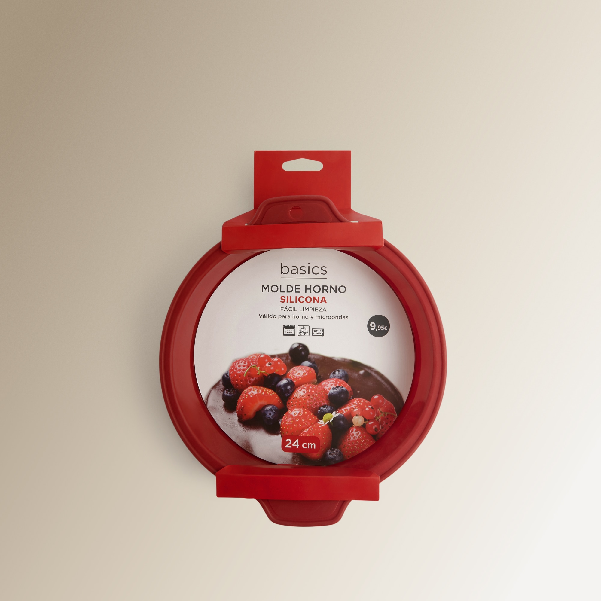 Molde redondo de silicona 24 cm Basics El Corte Inglés Rojo-4