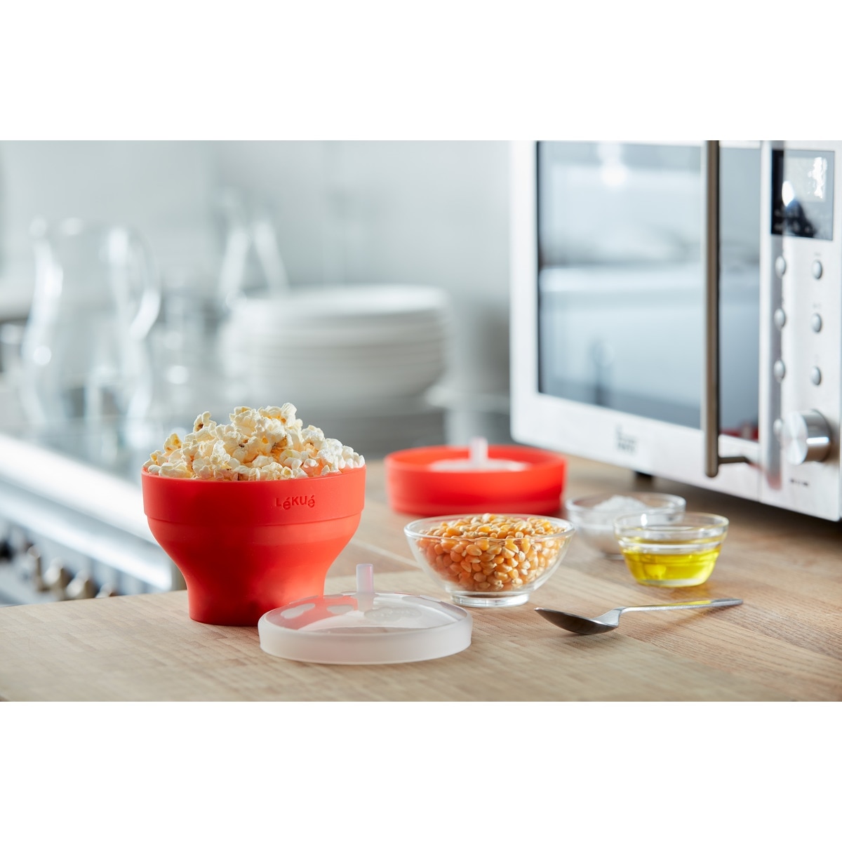 Conjunto de 2 Recipientes para Pipocas Pop Corn Vermelho-4